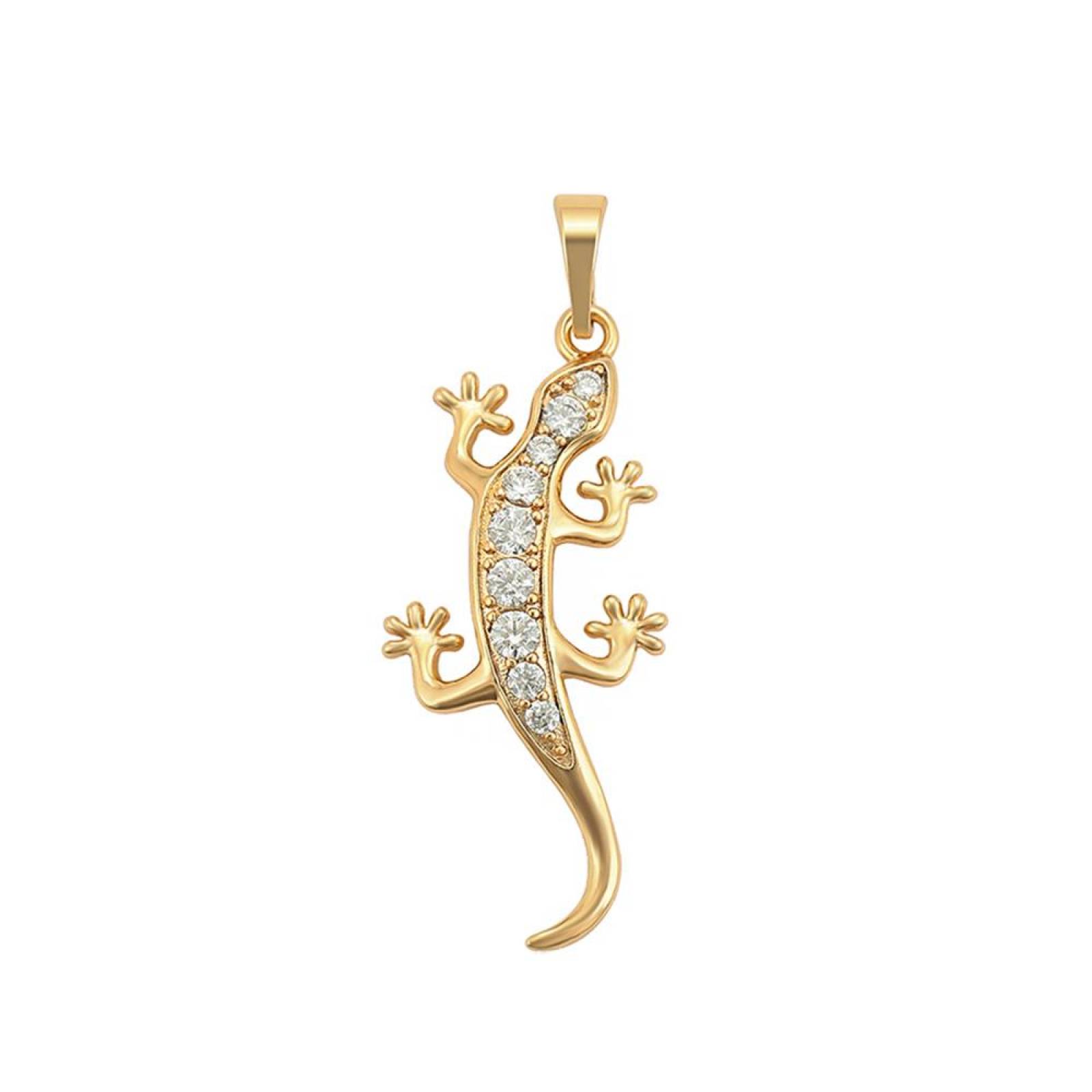 CRISTAL AMOR - Fino Collar Con Cristales Lagartija Oro 14k Lam 45 Cm 