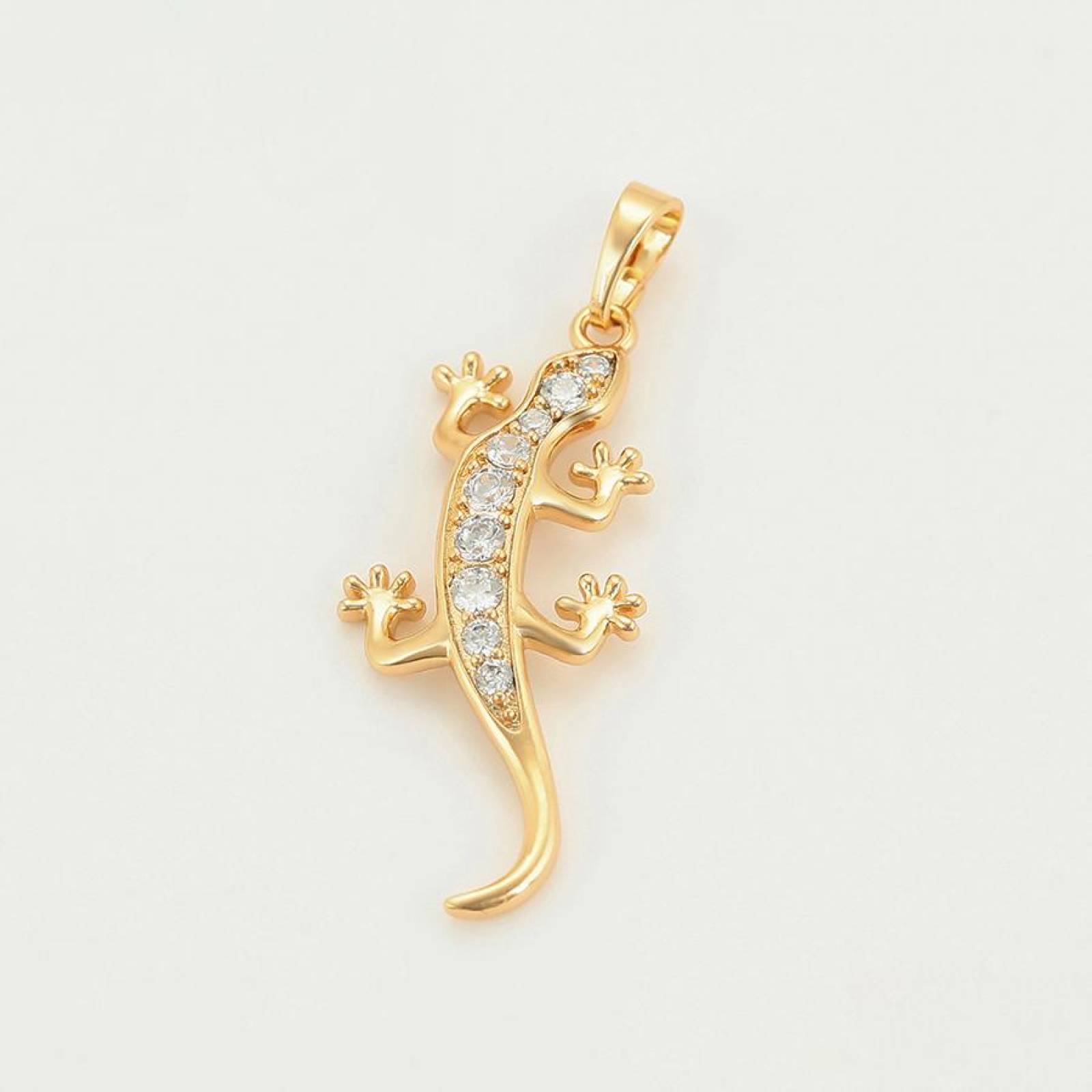 CRISTAL AMOR - Fino Collar Con Cristales Lagartija Oro 14k Lam 45 Cm 