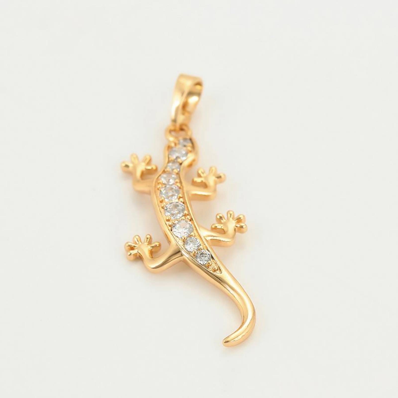 CRISTAL AMOR - Fino Collar Con Cristales Lagartija Oro 14k Lam 45 Cm 