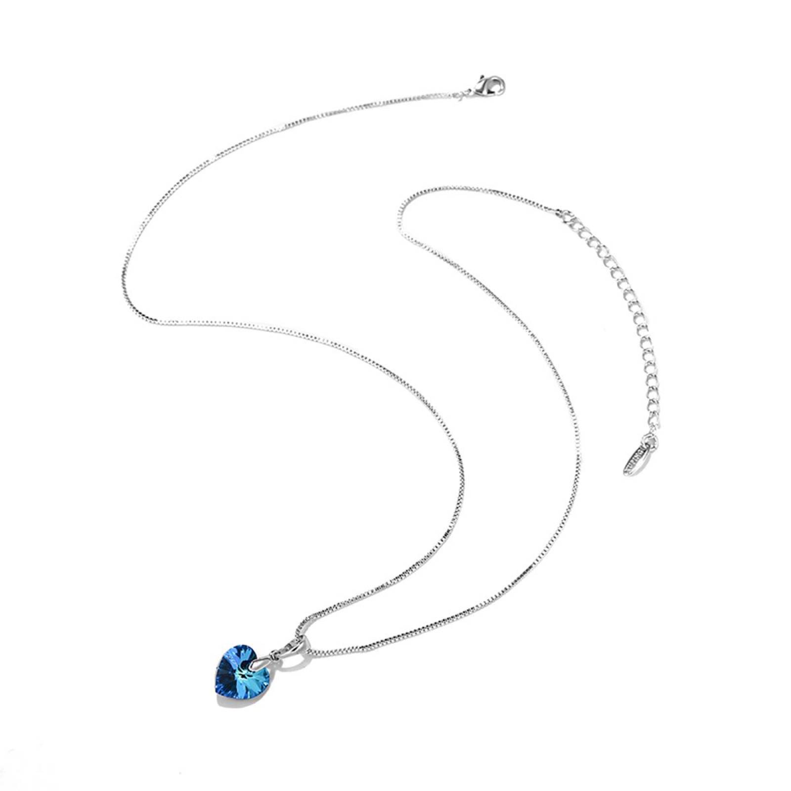 CRISTAL AMOR - Collar y Dije Corazón Cristal Austriaco Oro Blanco 14K Laminado Morado Color