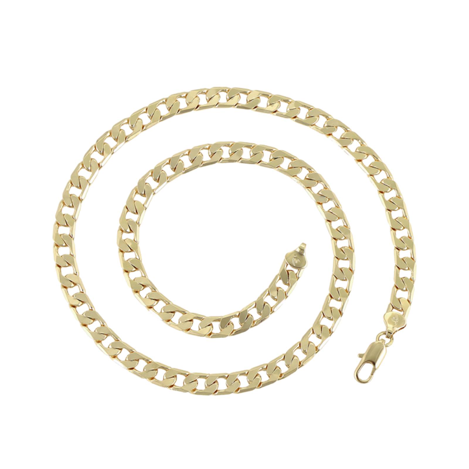 CRISTAL AMOR - Cadena Cubana Barbada Hombre 8 mm 58 cm Oro 14K Laminado 