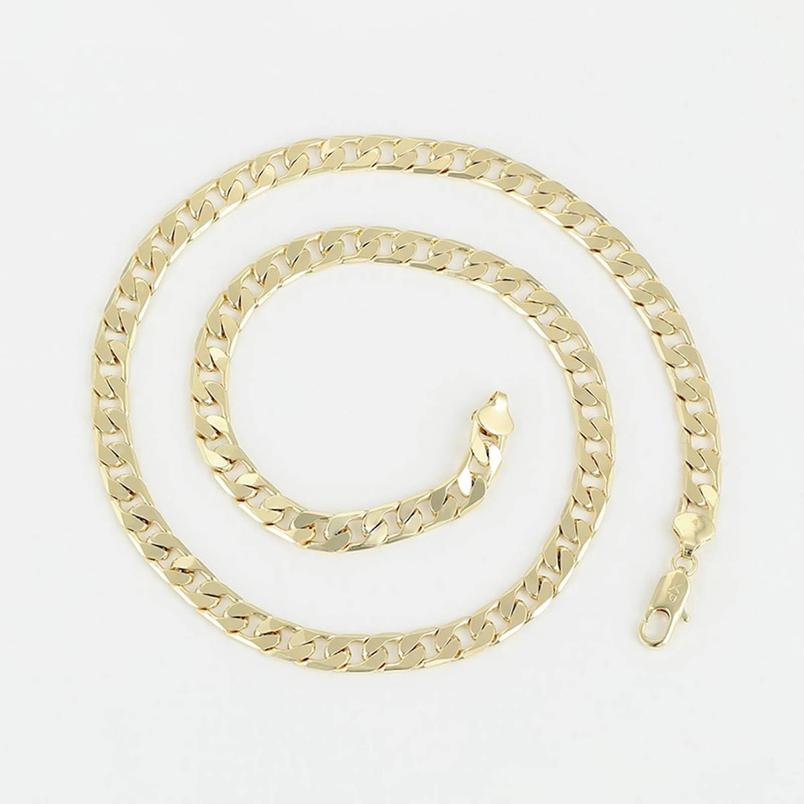 CRISTAL AMOR - Cadena Cubana Barbada Hombre 8 mm 58 cm Oro 14K Laminado 