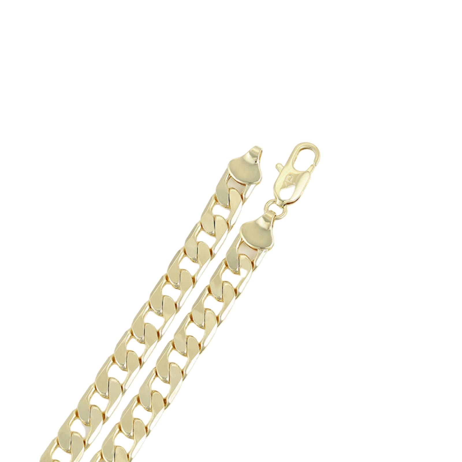 CRISTAL AMOR - Cadena Cubana Barbada Hombre 8 mm 58 cm Oro 14K Laminado 