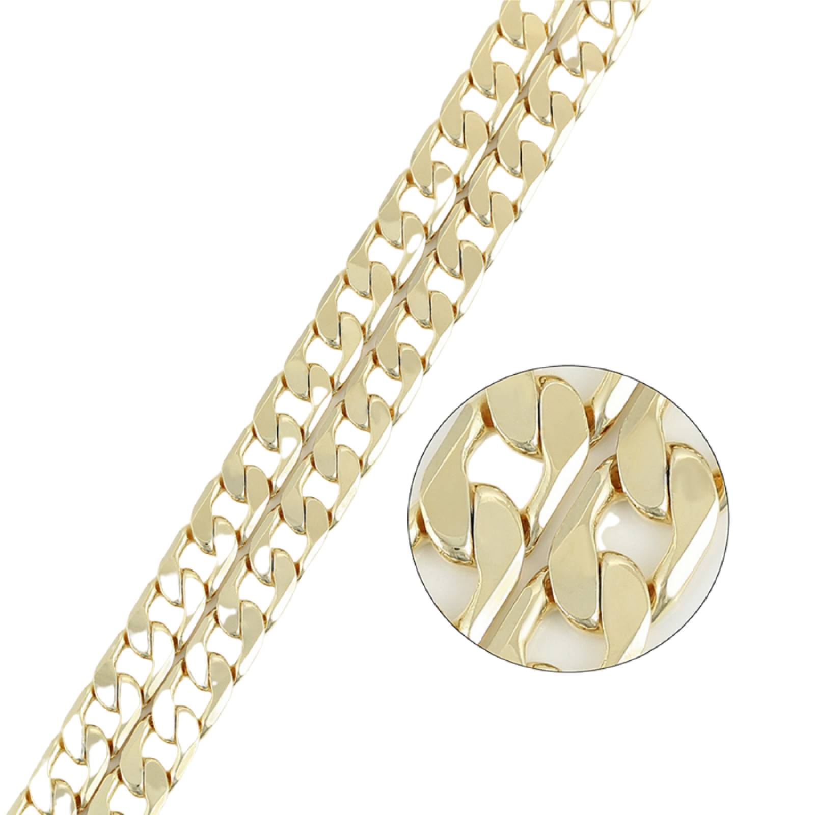 CRISTAL AMOR - Cadena Cubana Barbada Hombre 8 mm 58 cm Oro 14K Laminado 
