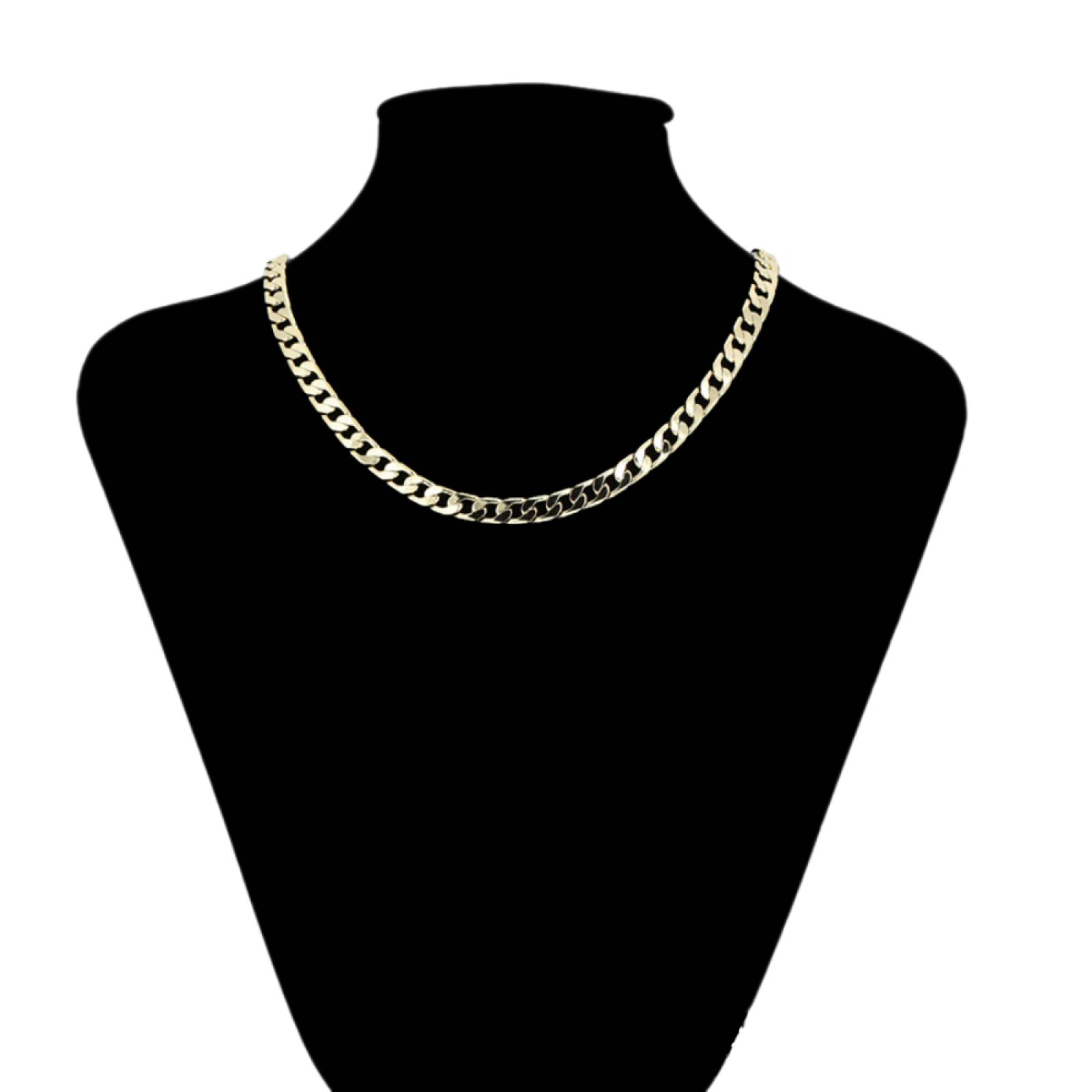 CRISTAL AMOR - Cadena Cubana Barbada Hombre 8 mm 58 cm Oro 14K Laminado 