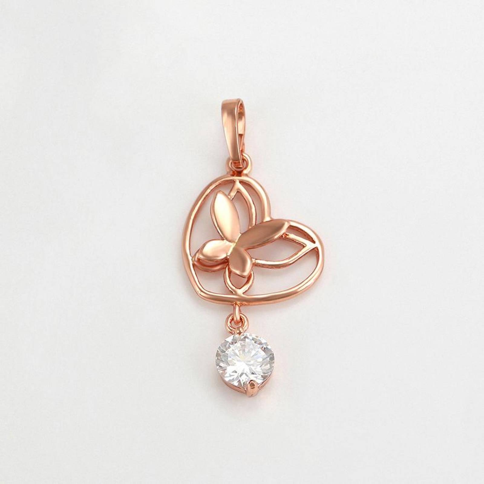 CRISTAL AMOR - Cadena, Dije y Aretes Corazón Mariposa Swarovski Oro 14K Laminado