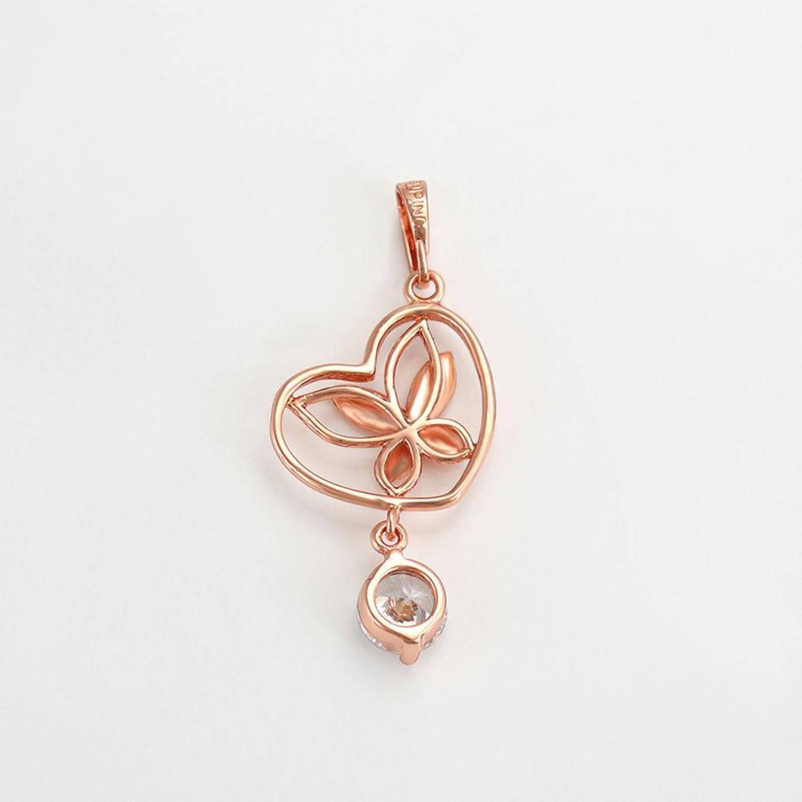 CRISTAL AMOR - Cadena, Dije y Aretes Corazón Mariposa Swarovski Oro 14K Laminado