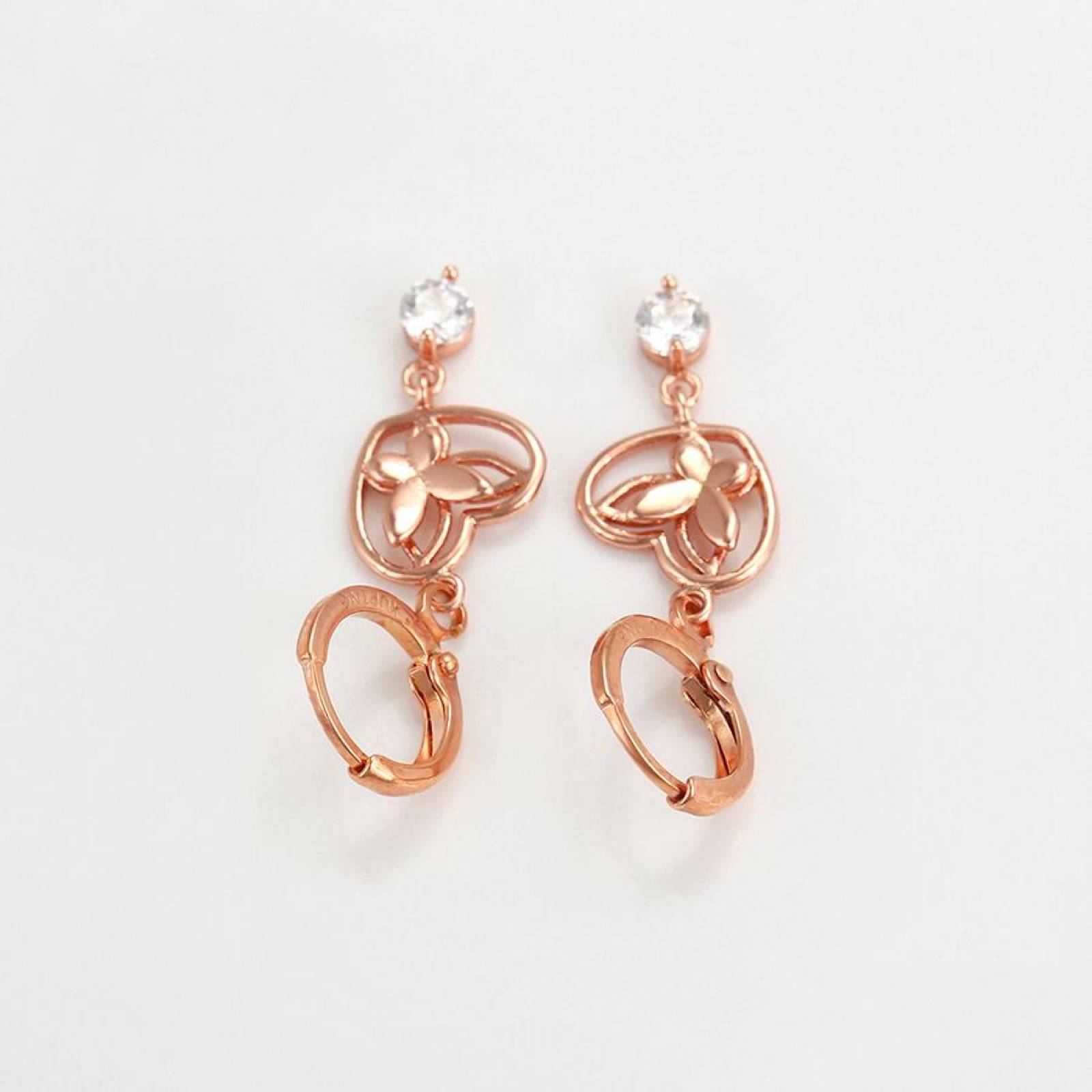 CRISTAL AMOR - Cadena, Dije y Aretes Corazón Mariposa Swarovski Oro 14K Laminado