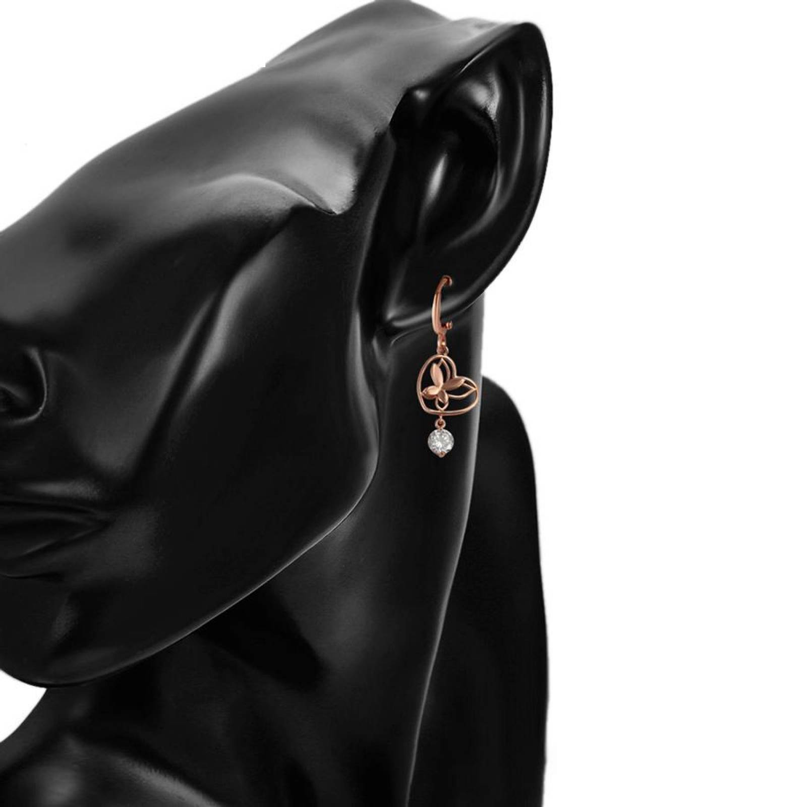 CRISTAL AMOR - Cadena, Dije y Aretes Corazón Mariposa Swarovski Oro 14K Laminado