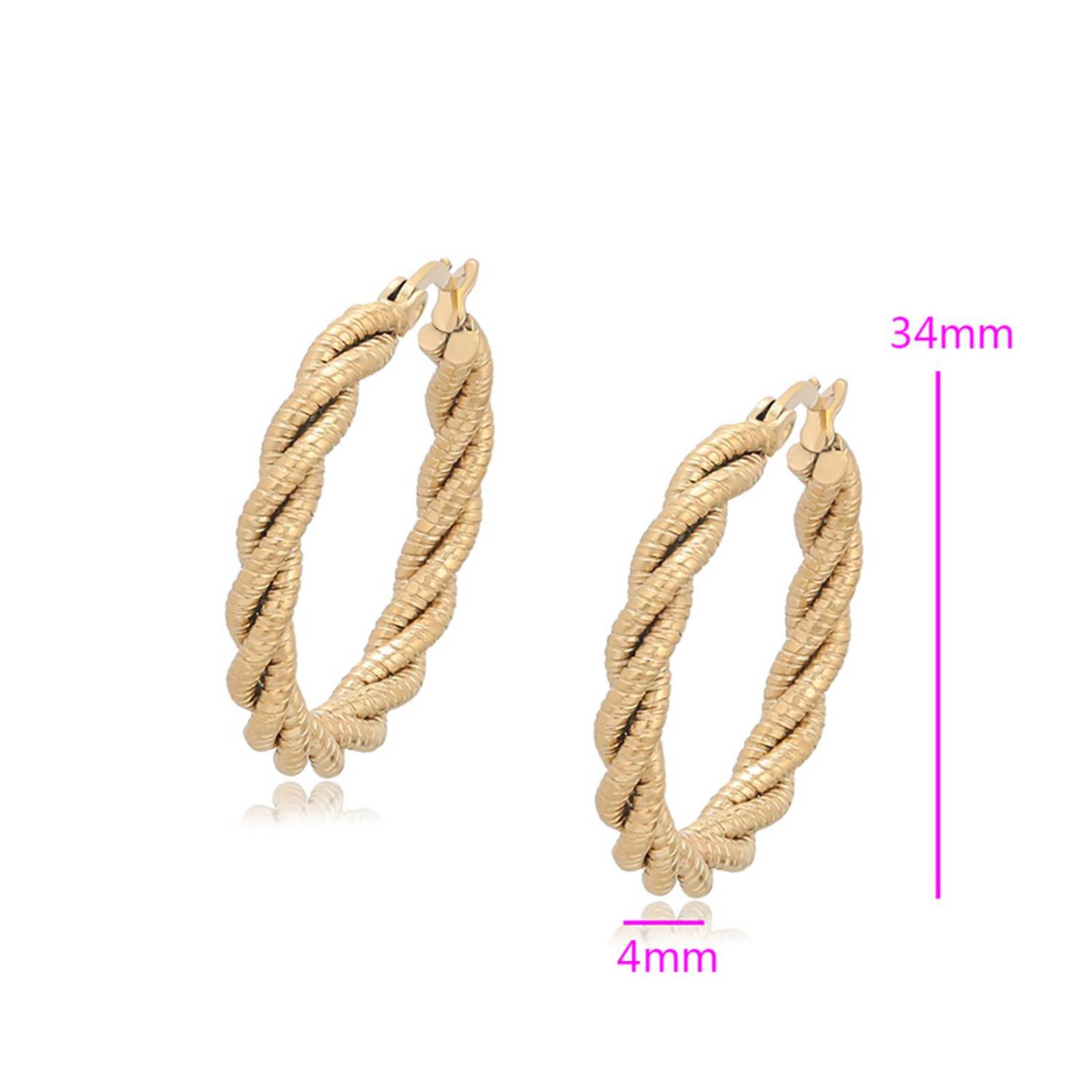 Cristal Amor - Arracadas Caramelo Trenzadas Azucaradas Oro 18K Laminado 