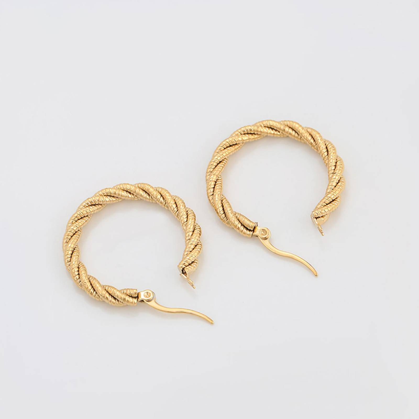 Cristal Amor - Arracadas Caramelo Trenzadas Azucaradas Oro 18K Laminado 