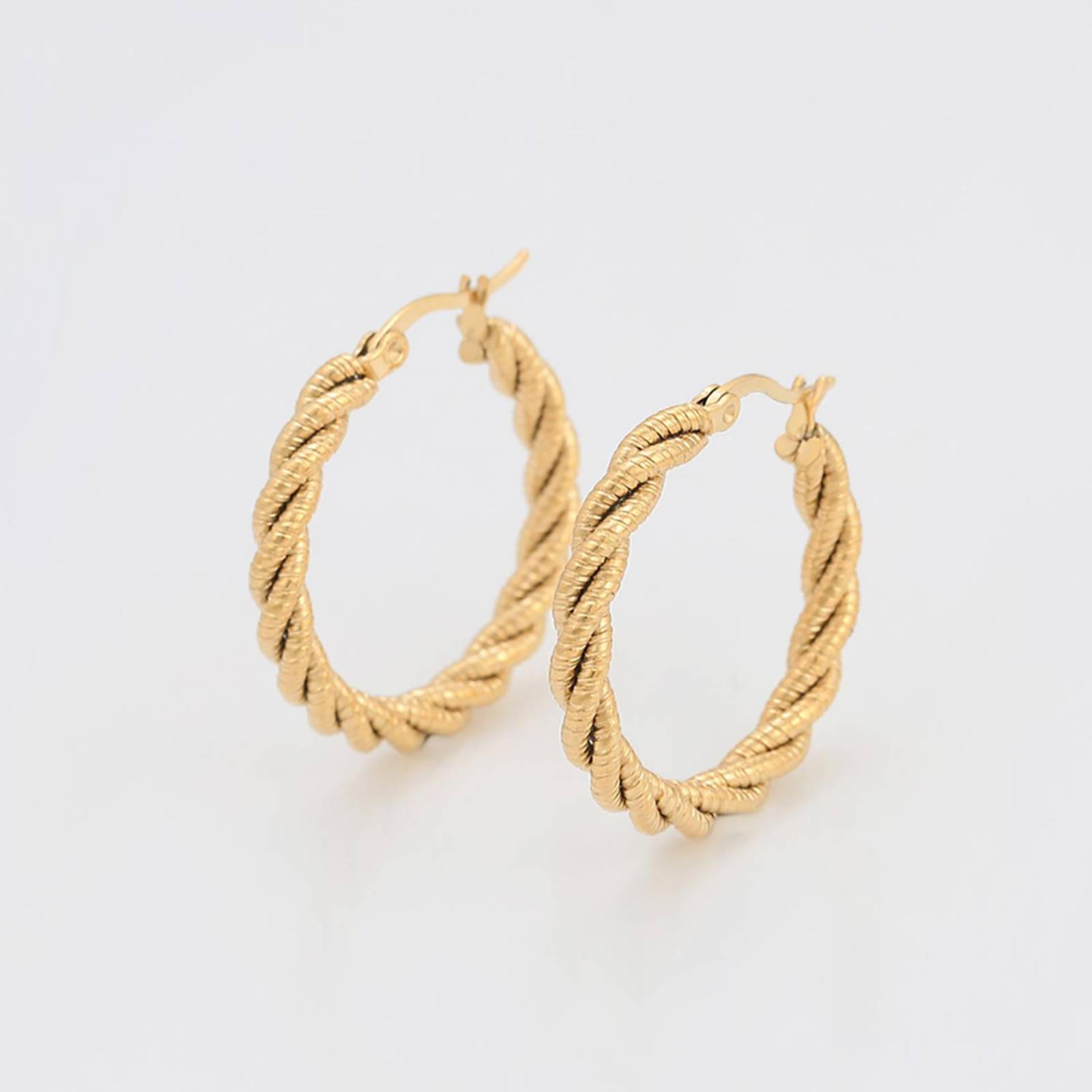 Cristal Amor - Arracadas Caramelo Trenzadas Azucaradas Oro 18K Laminado 