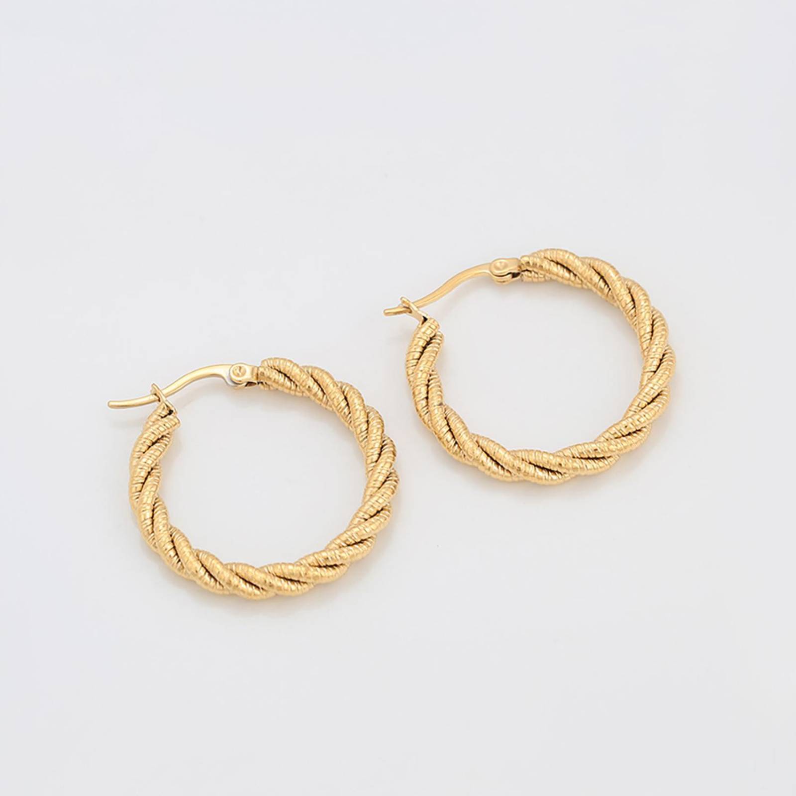 Cristal Amor - Arracadas Caramelo Trenzadas Azucaradas Oro 18K Laminado 