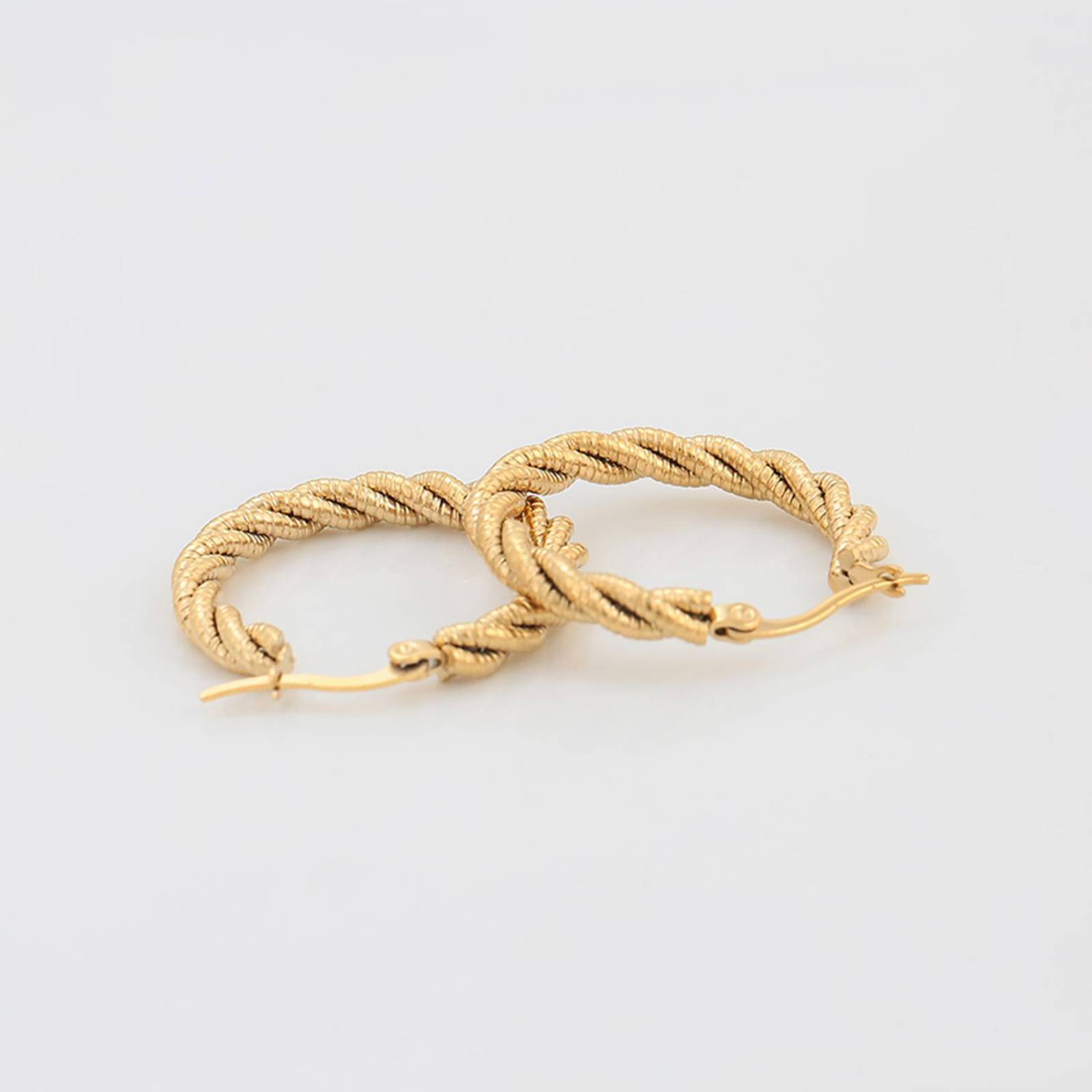 Cristal Amor - Arracadas Caramelo Trenzadas Azucaradas Oro 18K Laminado 