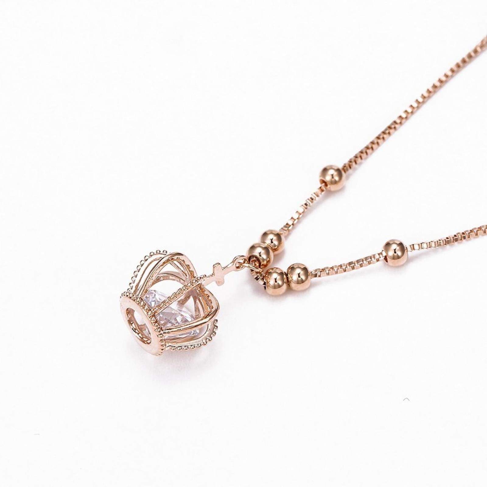 CRISTAL AMOR - Pulsera Corona Queen Princess Cristal Oro 14k Laminado 20 cm Rosa