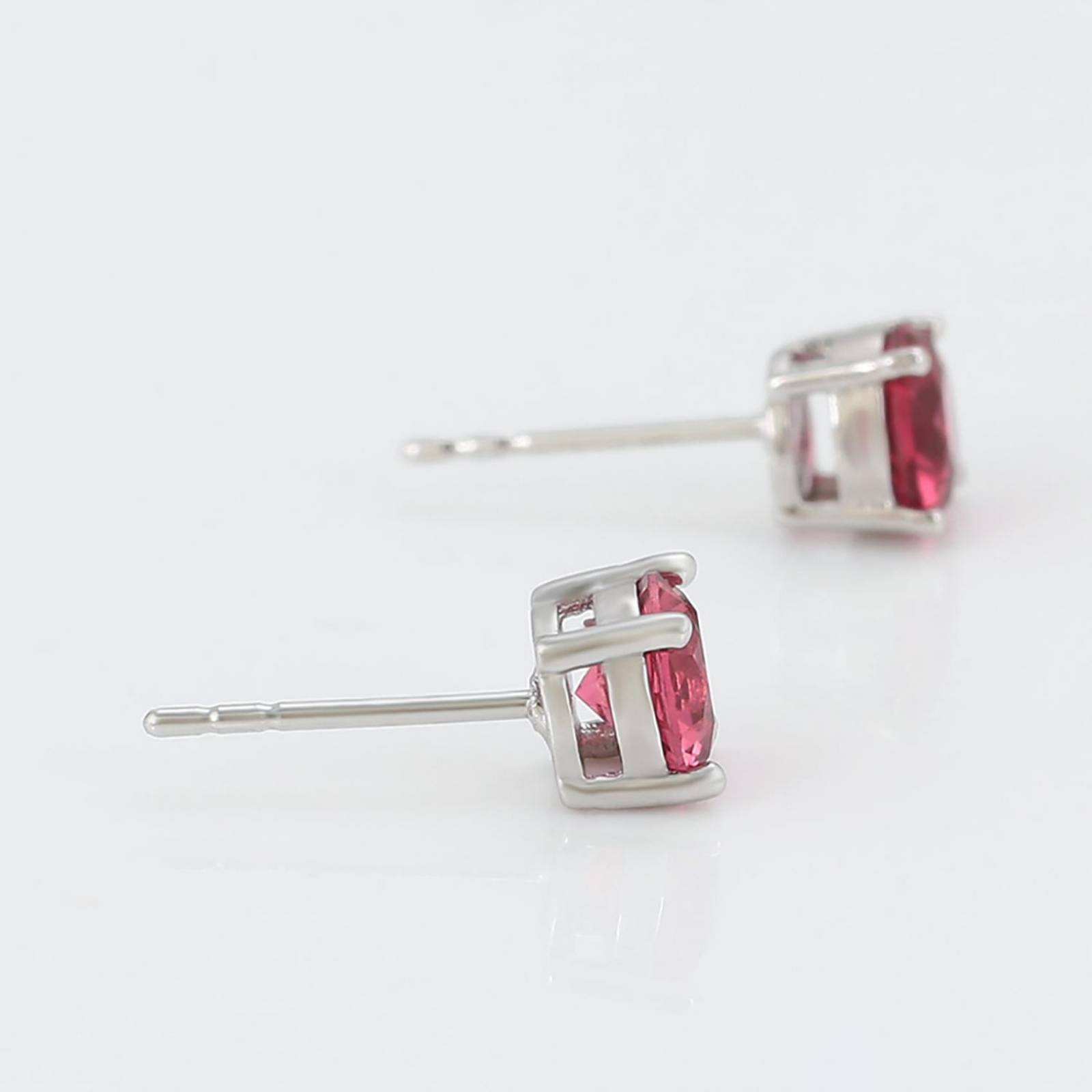 Clásicos Aretes Broqueles Rubí Oro Blanco 14k Laminado 