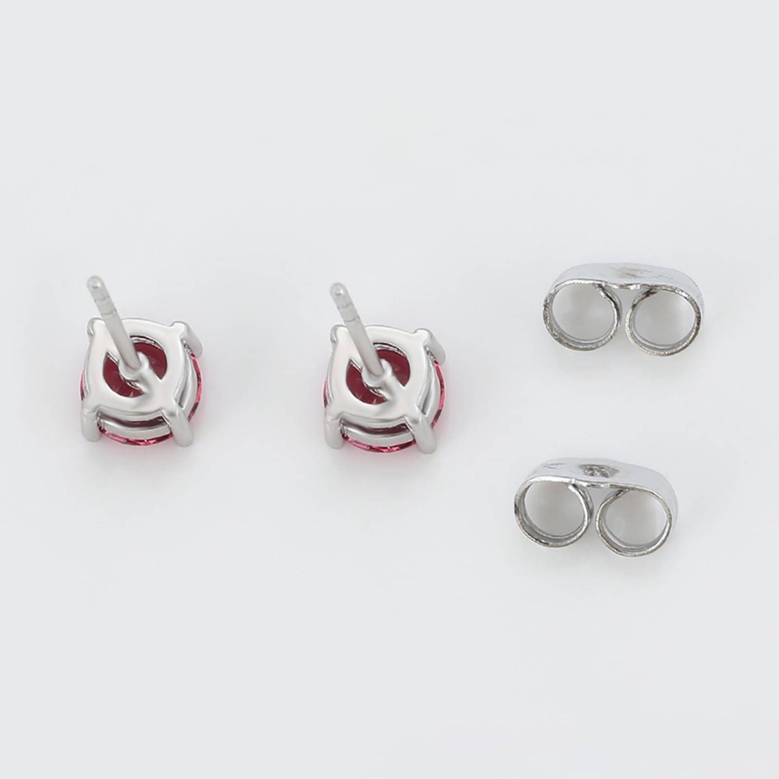 Clásicos Aretes Broqueles Rubí Oro Blanco 14k Laminado 