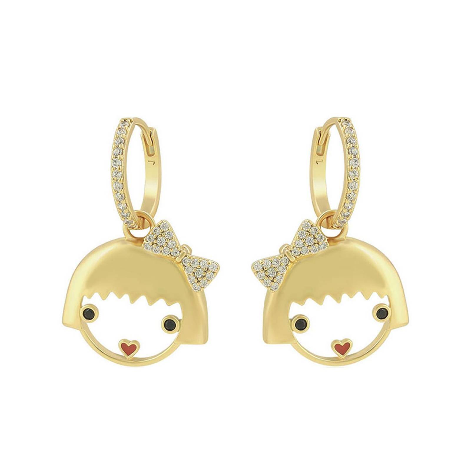 CRISTAL AMOR Aretes Arracadas Niña Juegos del Calamar Cristales Oro 14K Laminado 