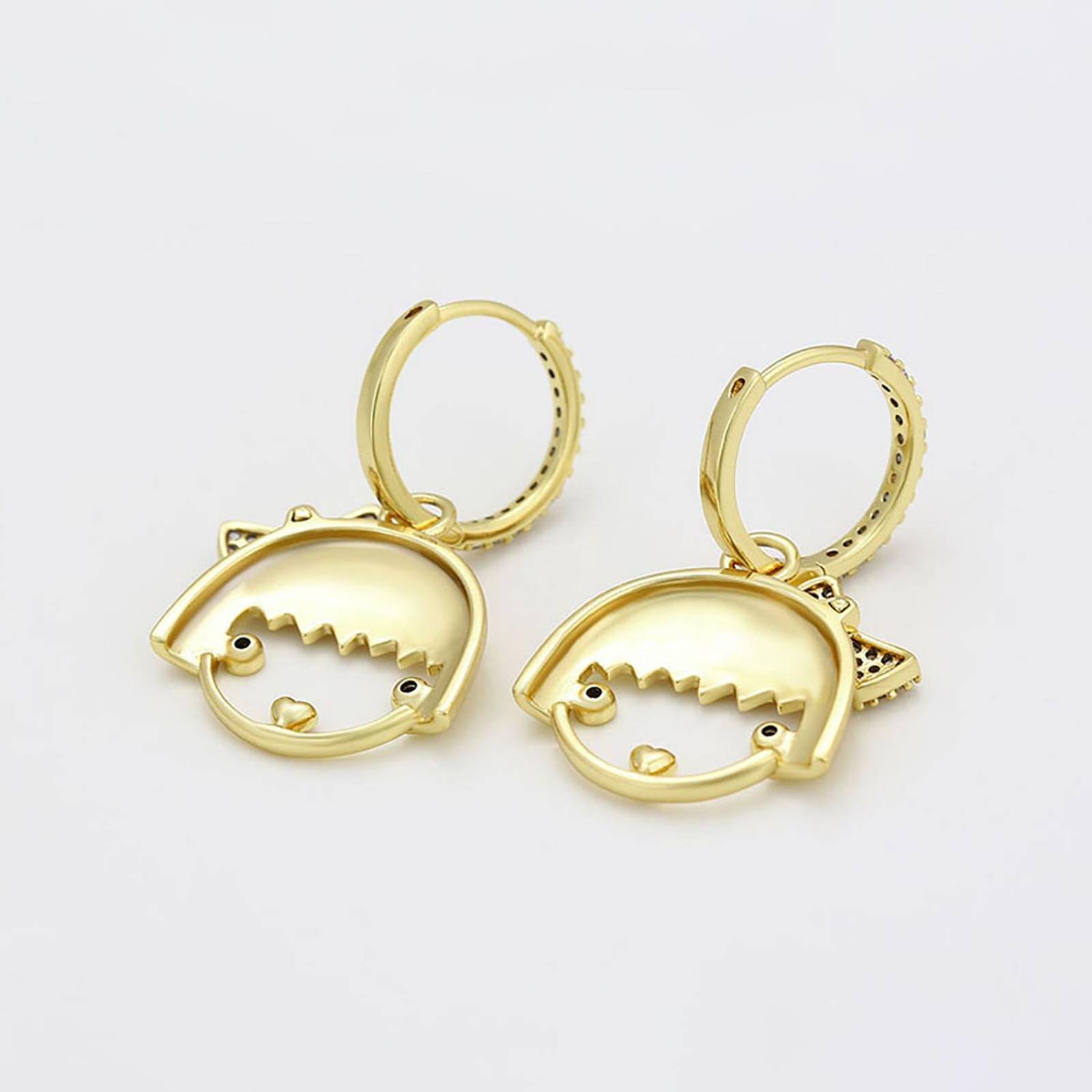 CRISTAL AMOR Aretes Arracadas Niña Juegos del Calamar Cristales Oro 14K Laminado 