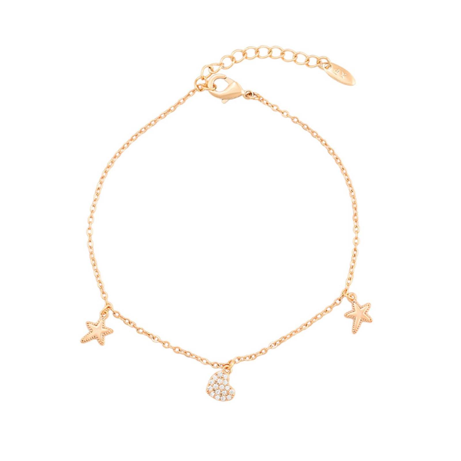 CRISTAL AMOR - Fina Pulsera Esclava Corazón Mujer En Oro Laminado 18k Con Cristales Austriacos 