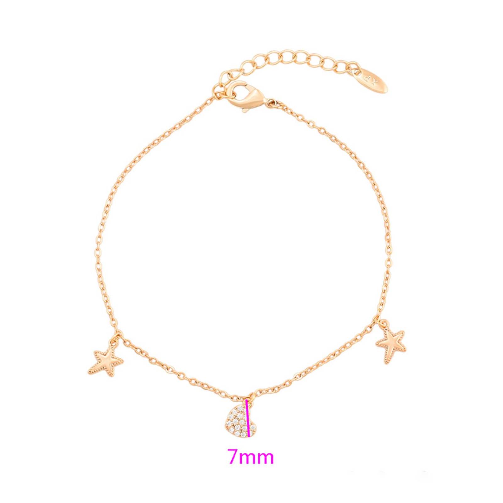 CRISTAL AMOR - Fina Pulsera Esclava Corazón Mujer En Oro Laminado 18k Con Cristales Austriacos 
