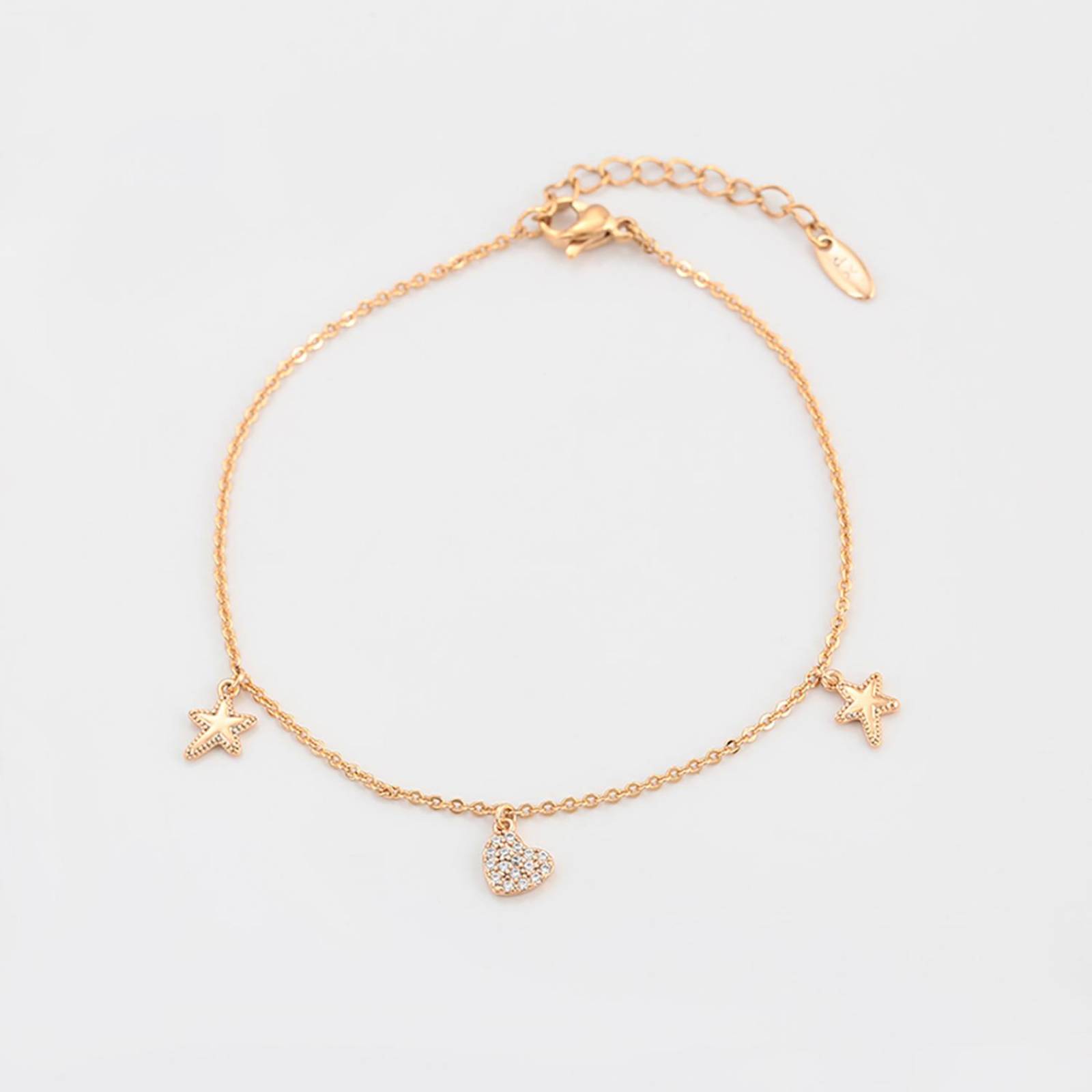 CRISTAL AMOR - Fina Pulsera Esclava Corazón Mujer En Oro Laminado 18k Con Cristales Austriacos 