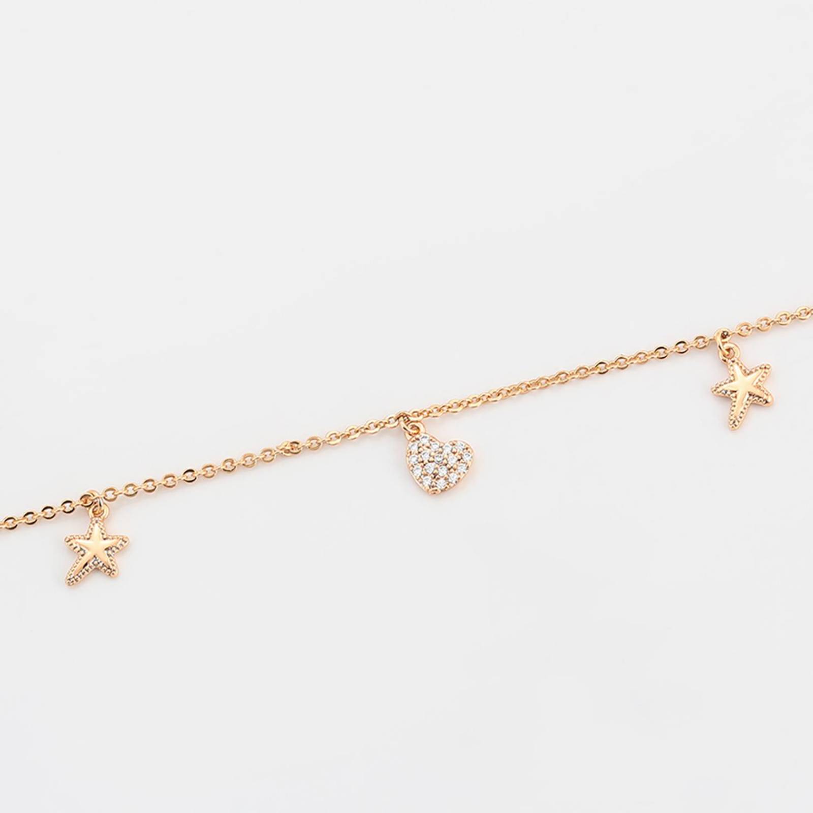 CRISTAL AMOR - Fina Pulsera Esclava Corazón Mujer En Oro Laminado 18k Con Cristales Austriacos 
