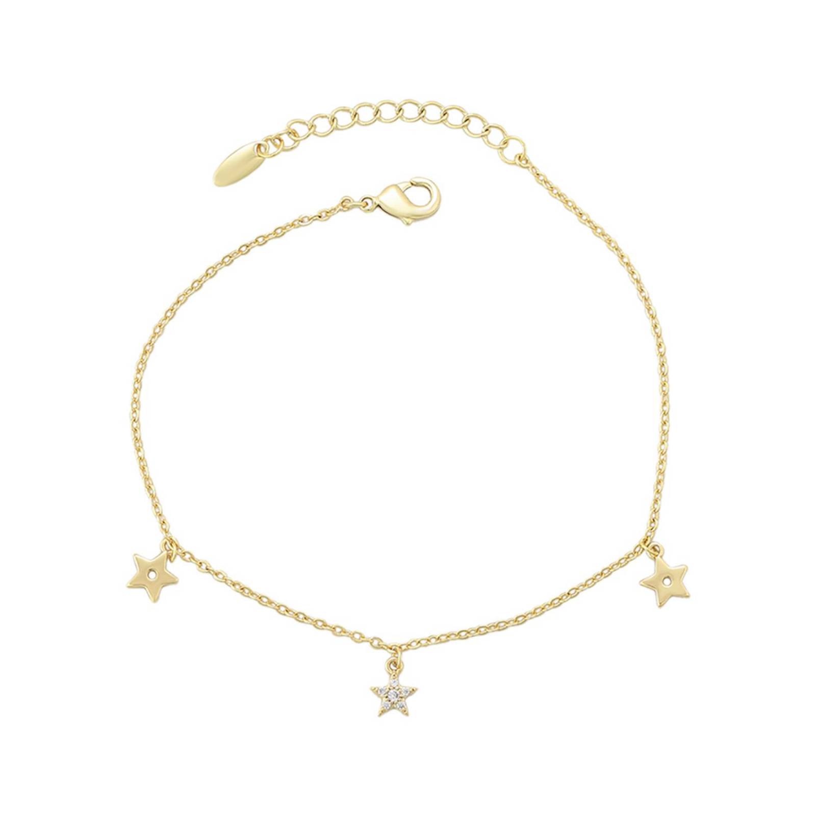 CRISTAL AMOR Pulsera Esclava para Dama Estrellas Cristales Austriacos Oro 14K Lam 