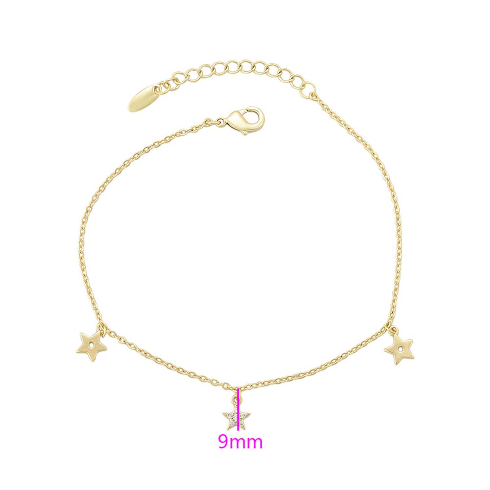 CRISTAL AMOR Pulsera Esclava para Dama Estrellas Cristales Austriacos Oro 14K Lam 