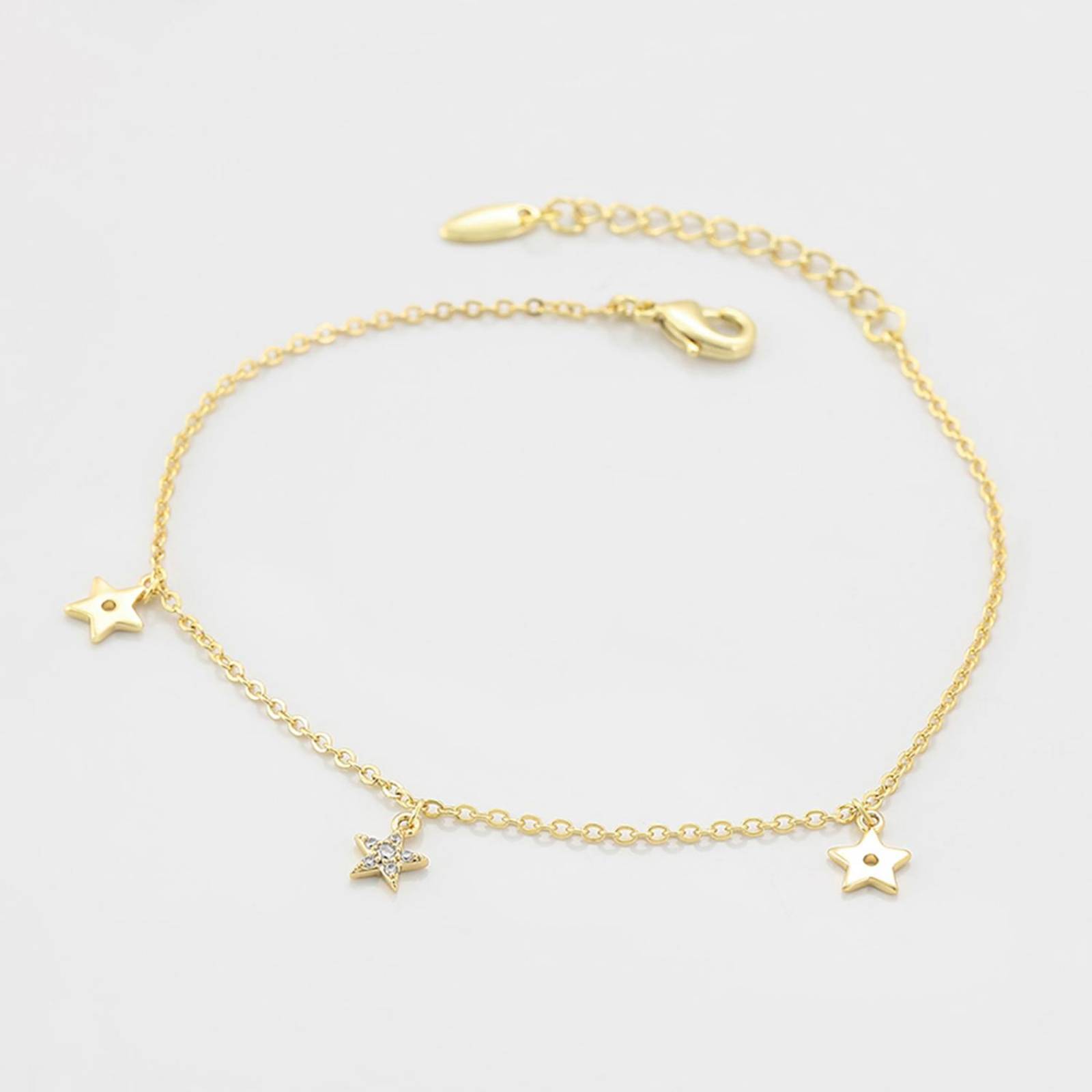 CRISTAL AMOR Pulsera Esclava para Dama Estrellas Cristales Austriacos Oro 14K Lam 