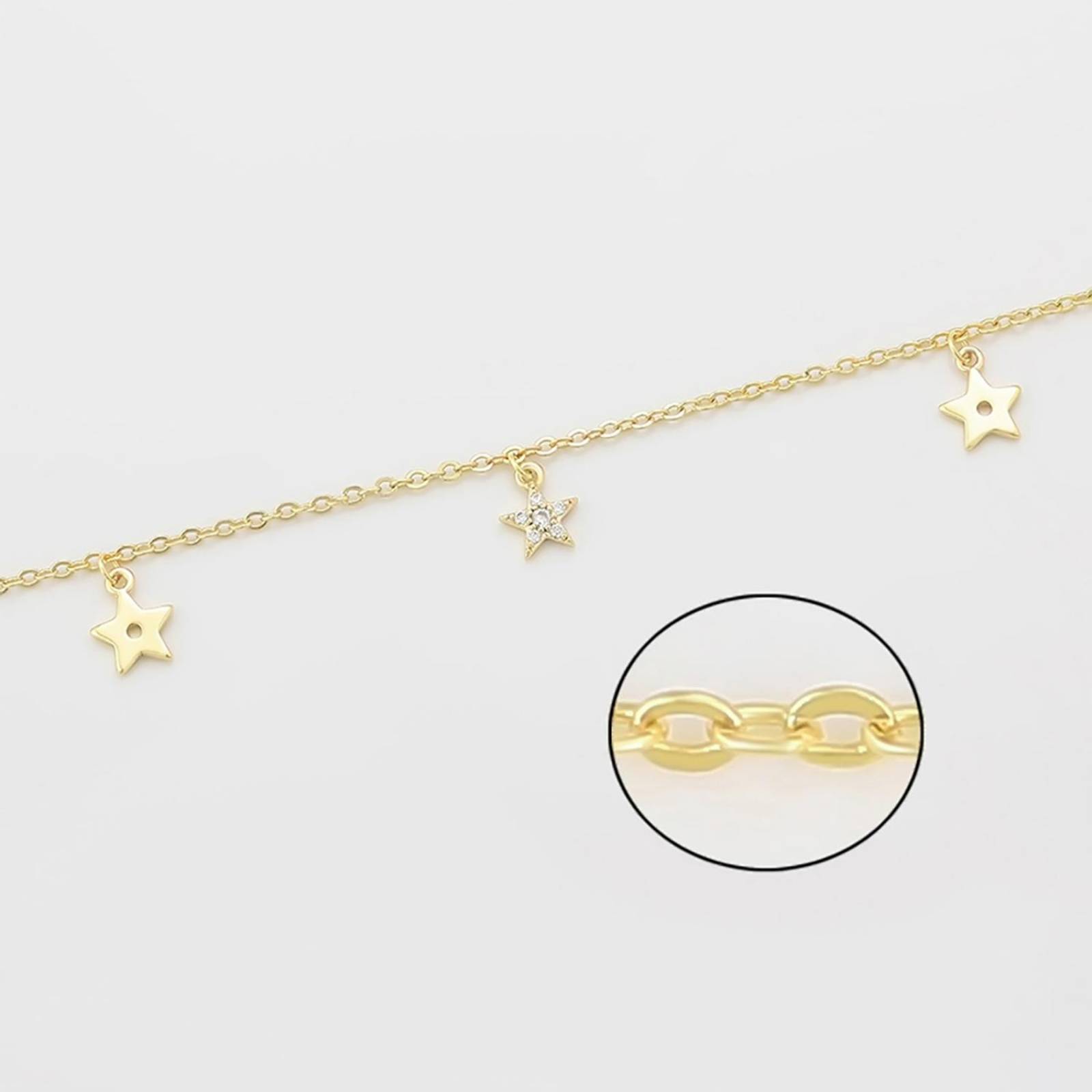 CRISTAL AMOR Pulsera Esclava para Dama Estrellas Cristales Austriacos Oro 14K Lam 