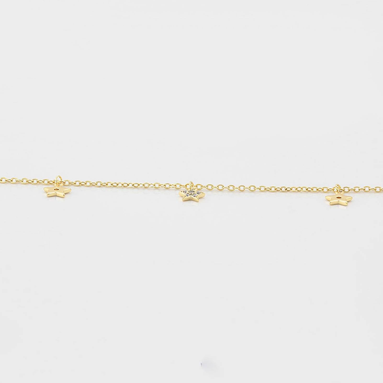 CRISTAL AMOR Pulsera Esclava para Dama Estrellas Cristales Austriacos Oro 14K Lam 