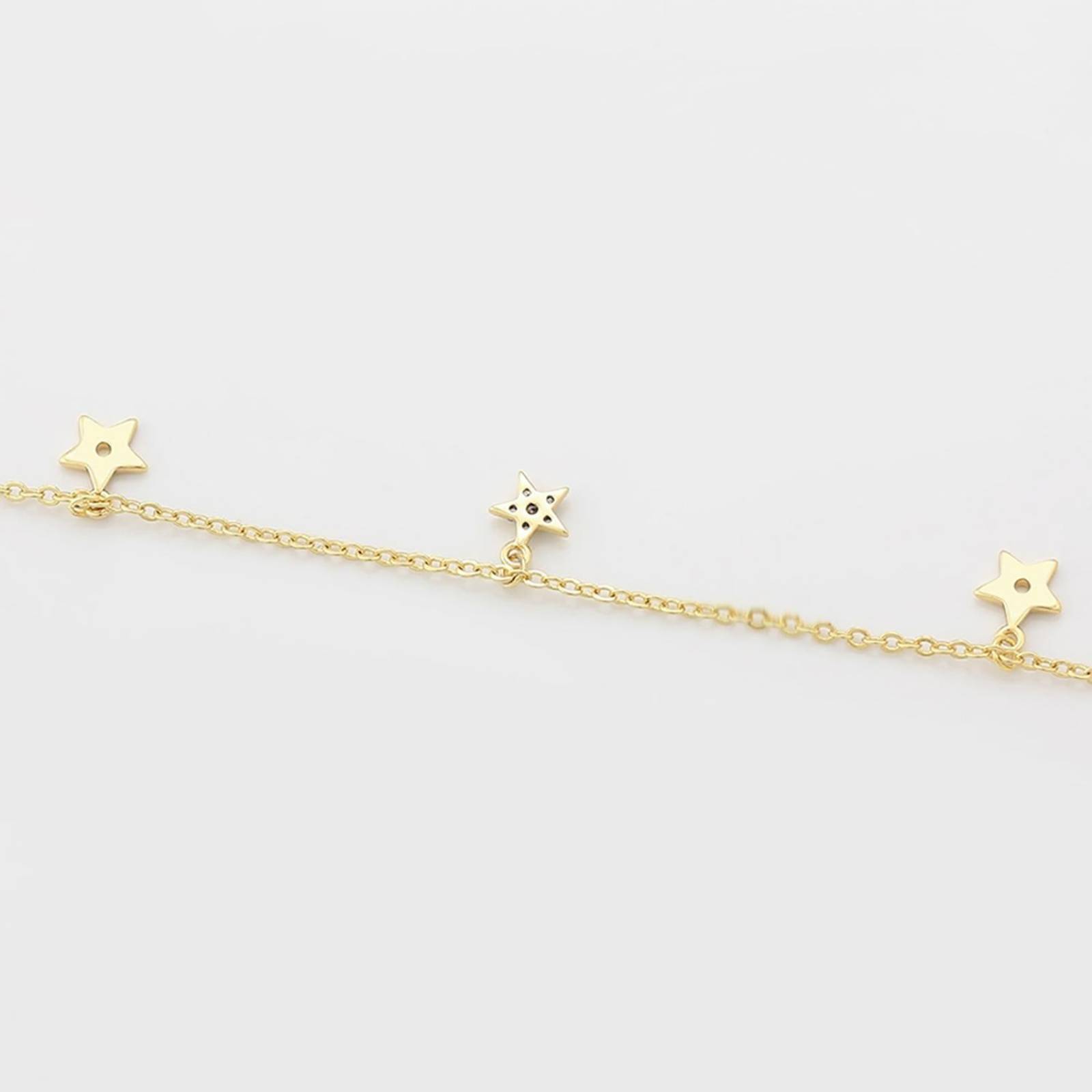 CRISTAL AMOR Pulsera Esclava para Dama Estrellas Cristales Austriacos Oro 14K Lam 