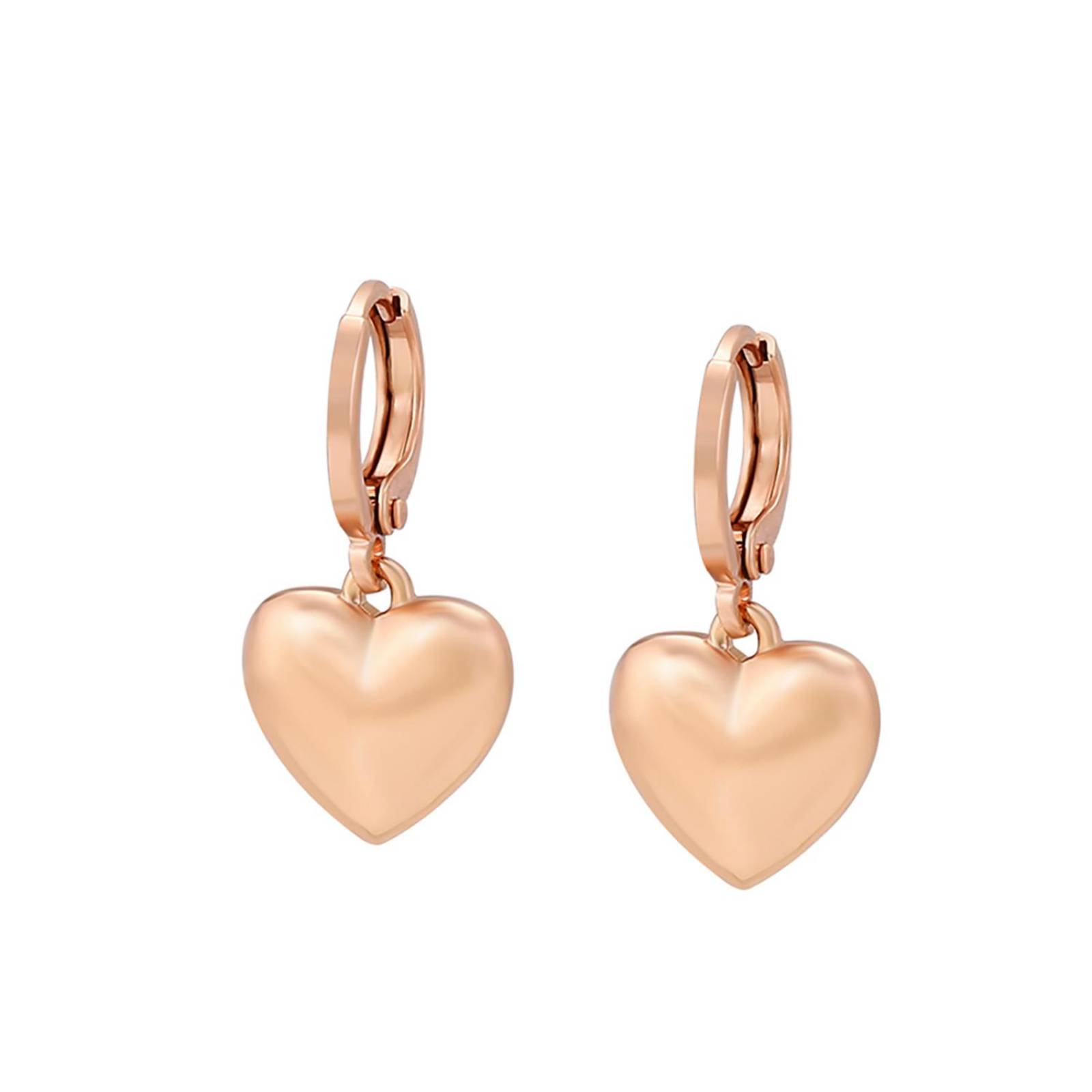 CRISTAL AMOR Aretes Arracadas Corazón Colgante Para Dama Oro Rosa 14K Laminado Color