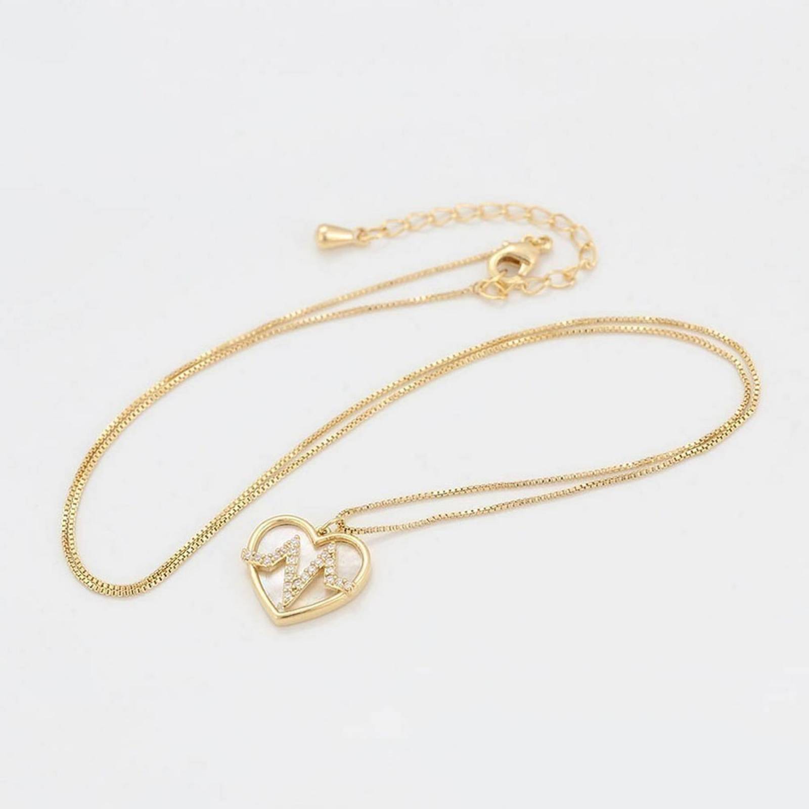 CRISTAL AMOR - Collar Corazon Frecuencia Perla Y Cristal Oro Laminado 