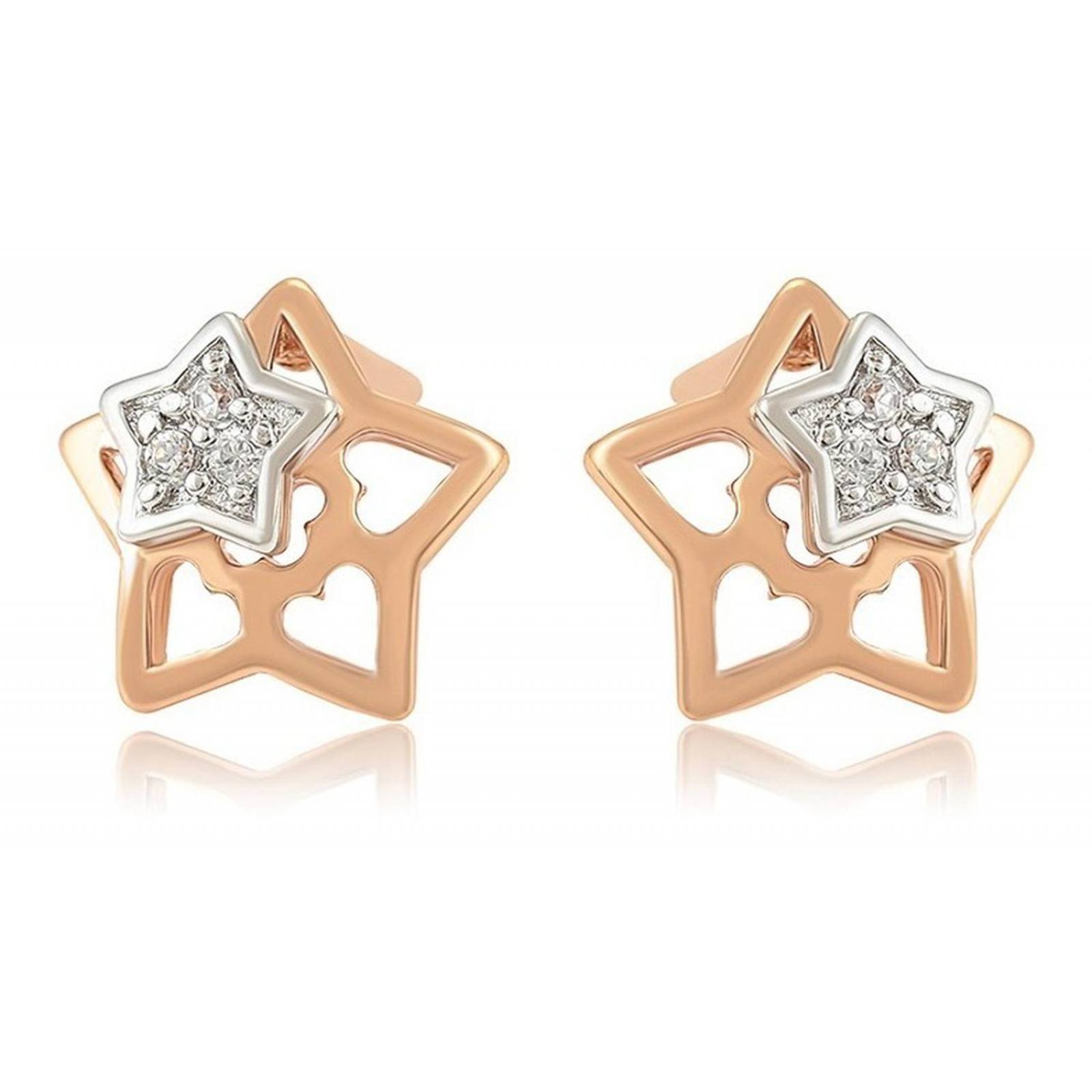 CRISTAL AMOR - Aretes Broqueles Estrella Cristales para Niña Oro 18k Laminado