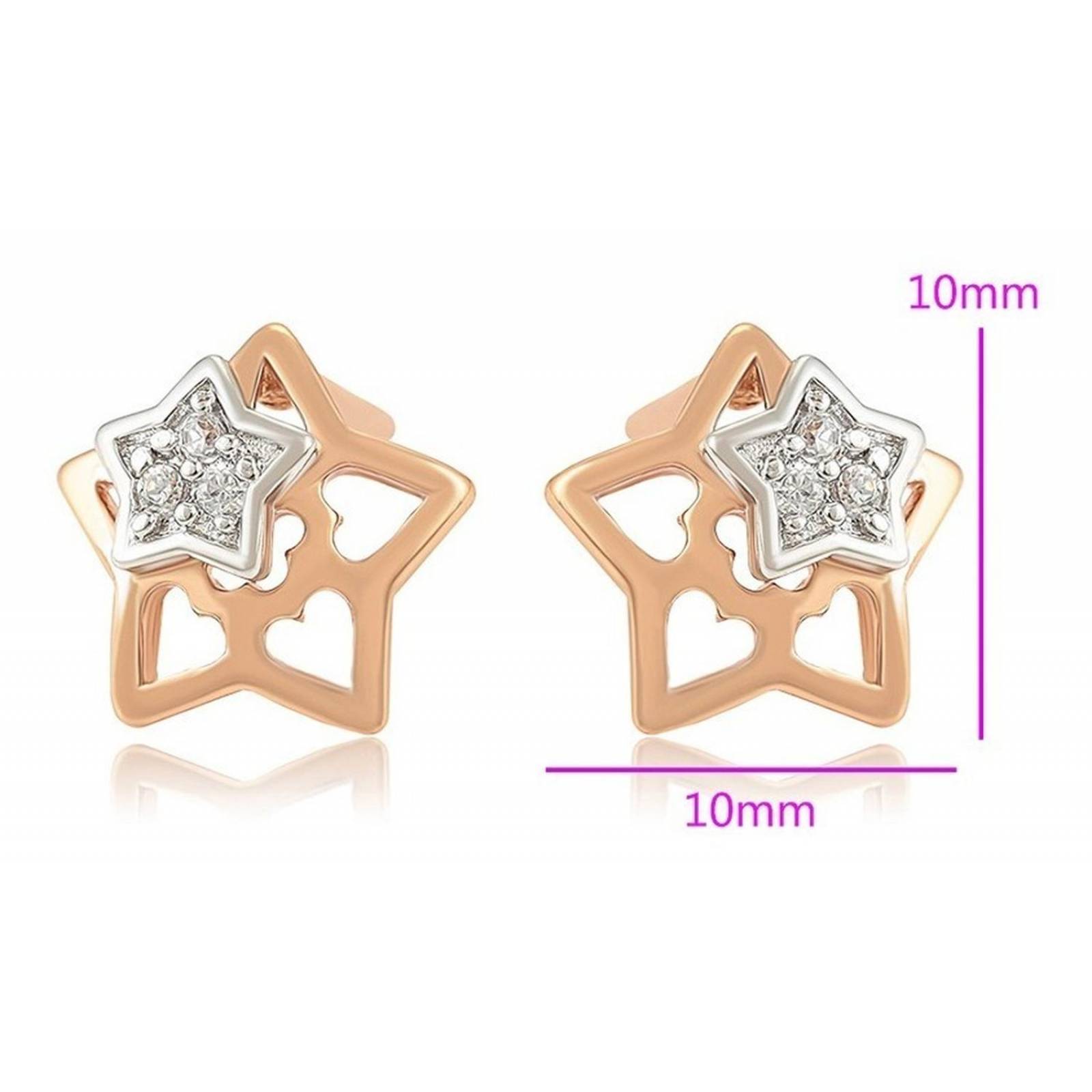 CRISTAL AMOR - Aretes Broqueles Estrella Cristales para Niña Oro 18k Laminado
