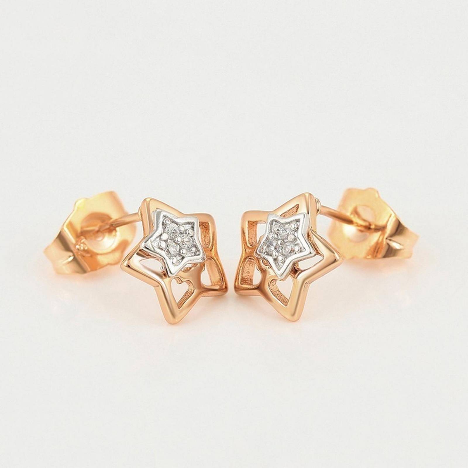 CRISTAL AMOR - Aretes Broqueles Estrella Cristales para Niña Oro 18k Laminado