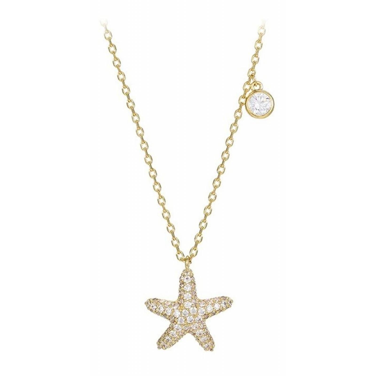 CRISTAL AMOR - Collar Dije Estrella De Mar Cristales Oro 14k Laminado 