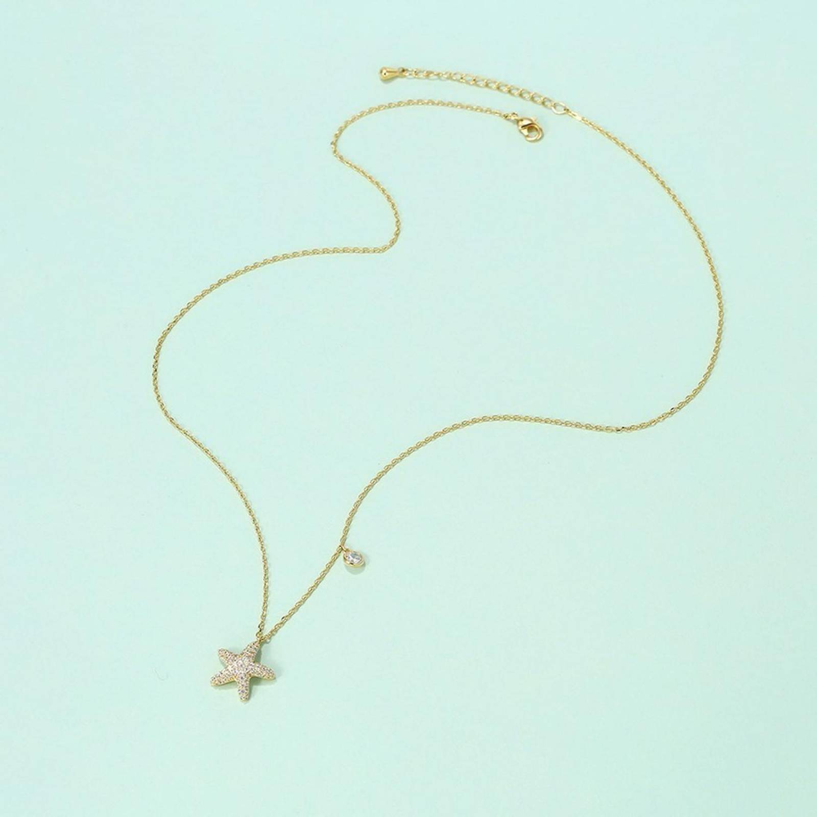 CRISTAL AMOR - Collar Dije Estrella De Mar Cristales Oro 14k Laminado 
