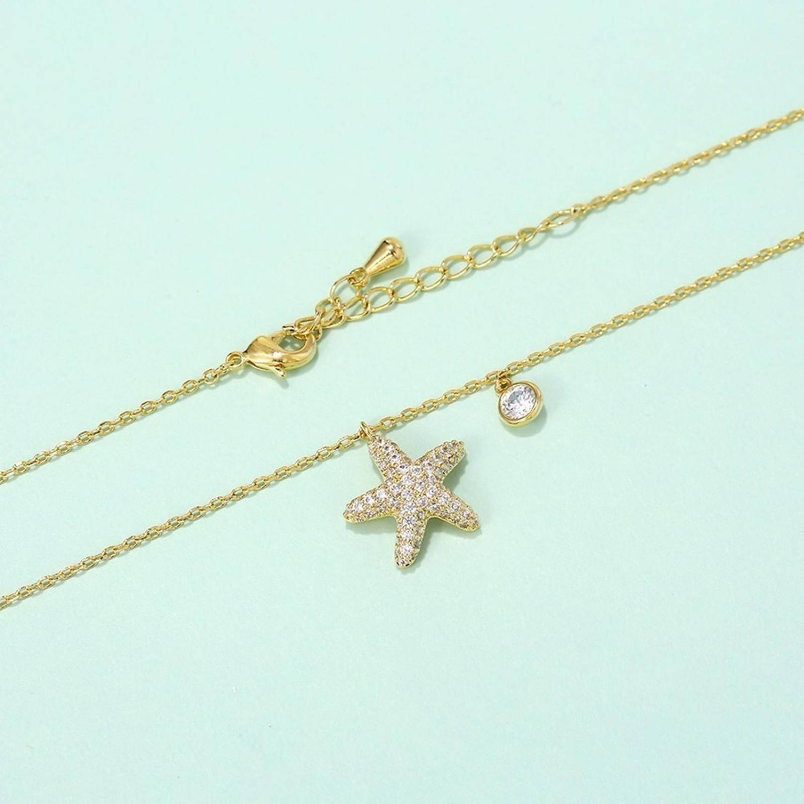 CRISTAL AMOR - Collar Dije Estrella De Mar Cristales Oro 14k Laminado 