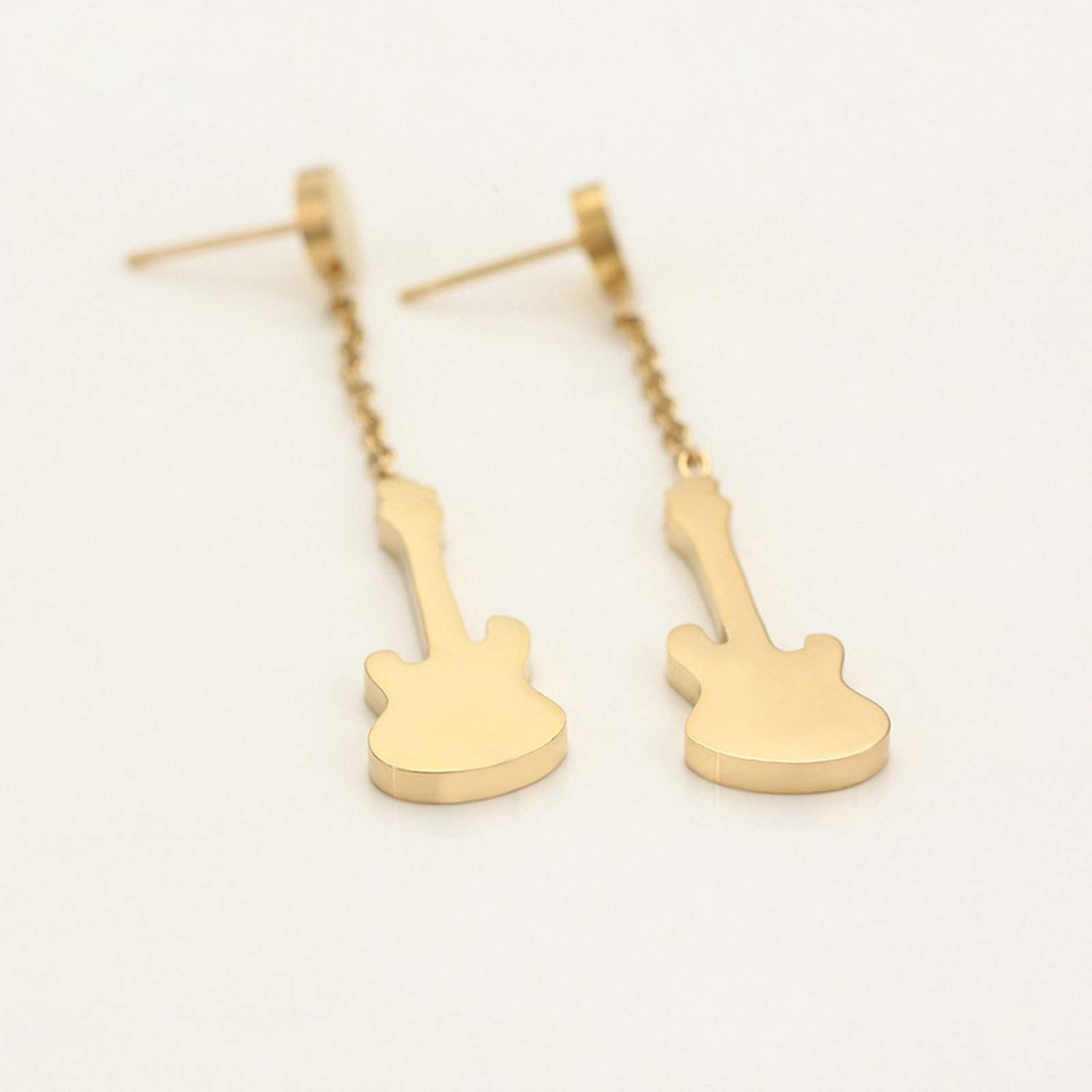 Aretes Pendientes Guitarra Eléctrica Oro 14k Laminado 