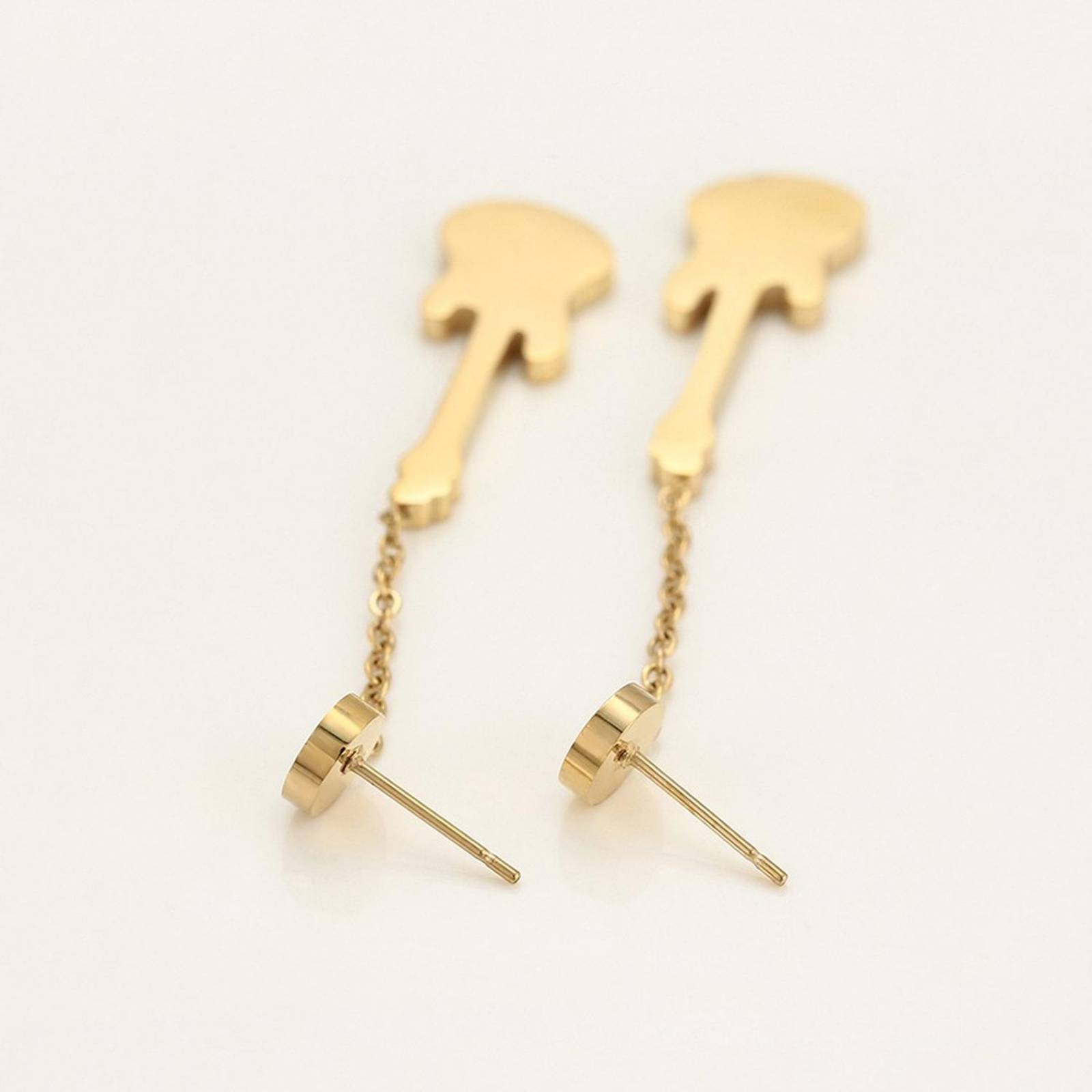 Aretes Pendientes Guitarra Eléctrica Oro 14k Laminado 