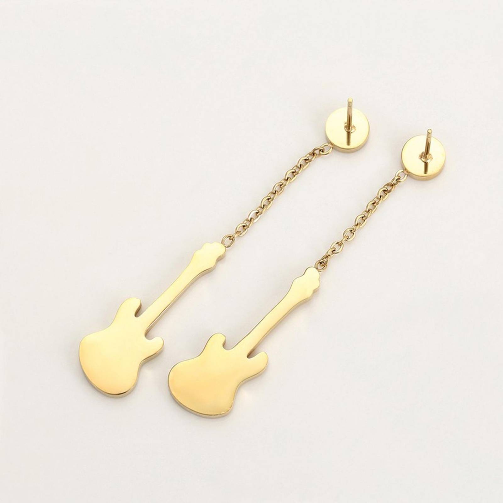 Aretes Pendientes Guitarra Eléctrica Oro 14k Laminado 