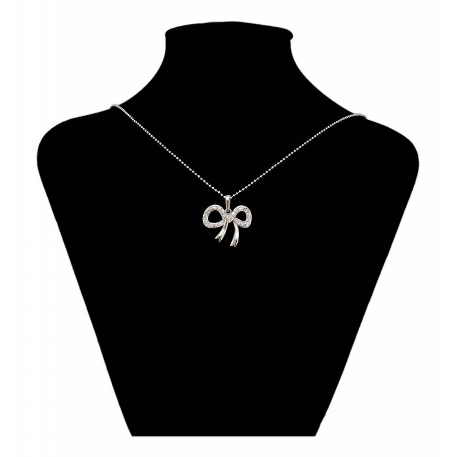CRISTAL AMOR - Collar Cristal Moño Oro Blanco 14k Laminado 45 Cm 