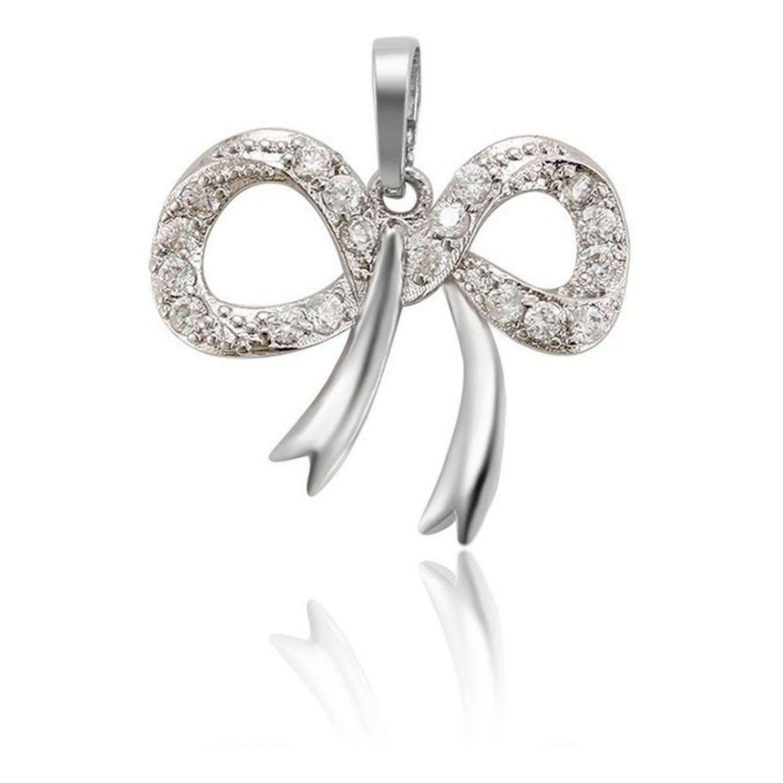 CRISTAL AMOR - Collar Cristal Moño Oro Blanco 14k Laminado 45 Cm 