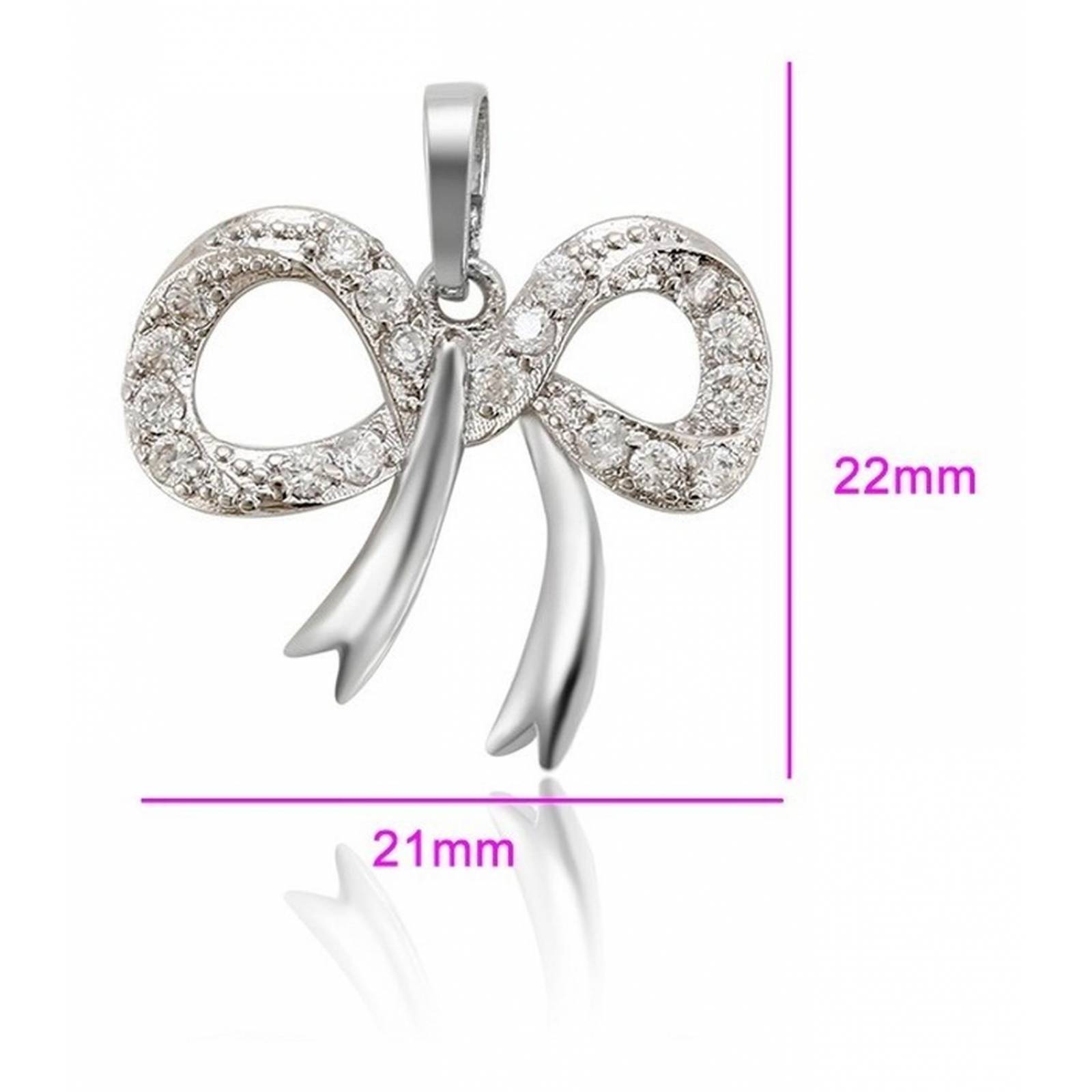 CRISTAL AMOR - Collar Cristal Moño Oro Blanco 14k Laminado 45 Cm 