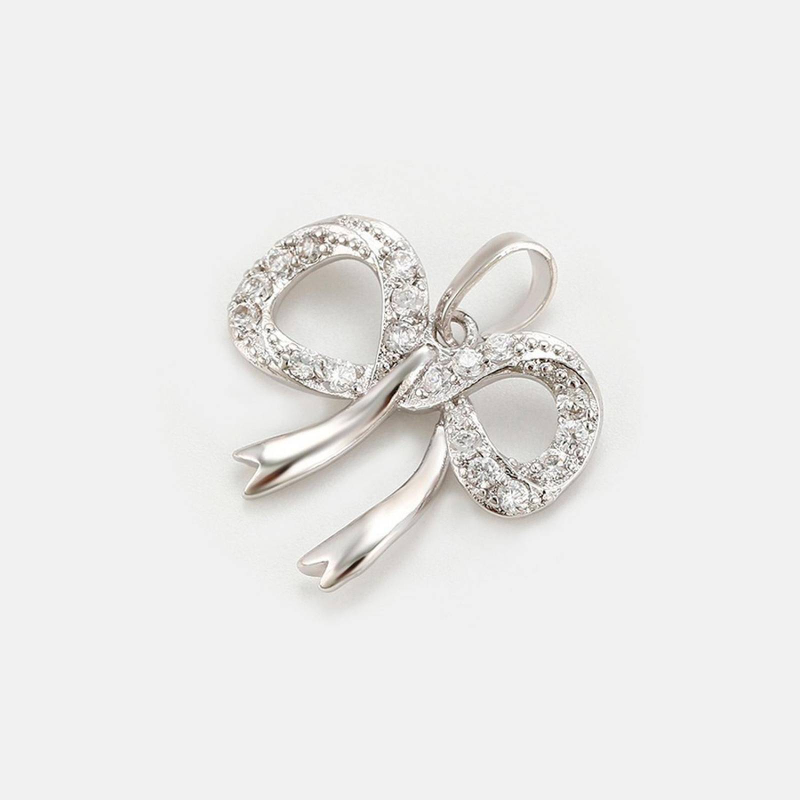 CRISTAL AMOR - Collar Cristal Moño Oro Blanco 14k Laminado 45 Cm 