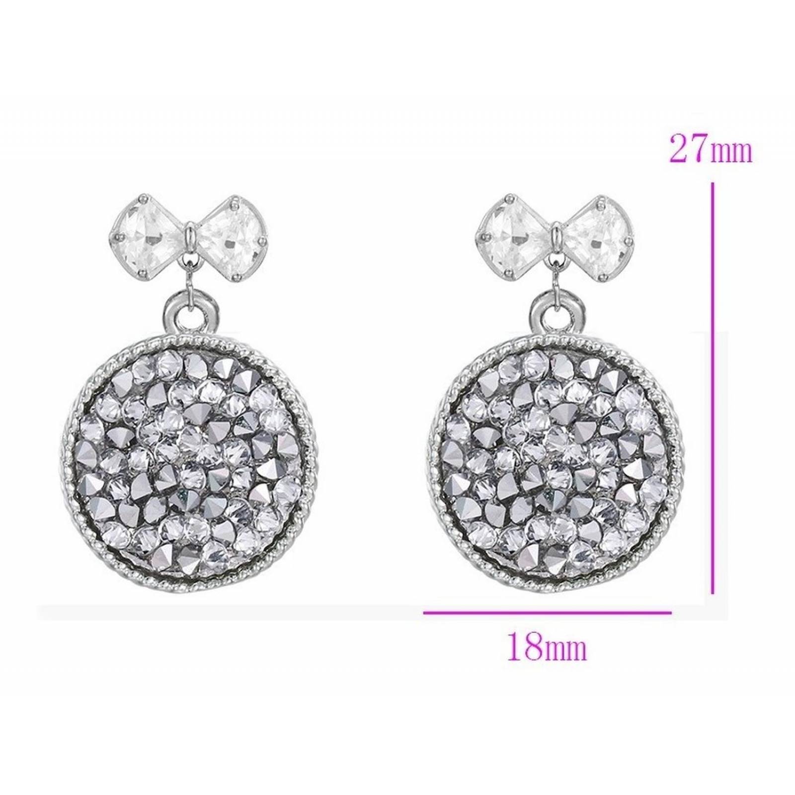 CRISTAL AMOR - Aretes Cristal Diamante Moño Colagntes Oro 14k Laminado Blanco