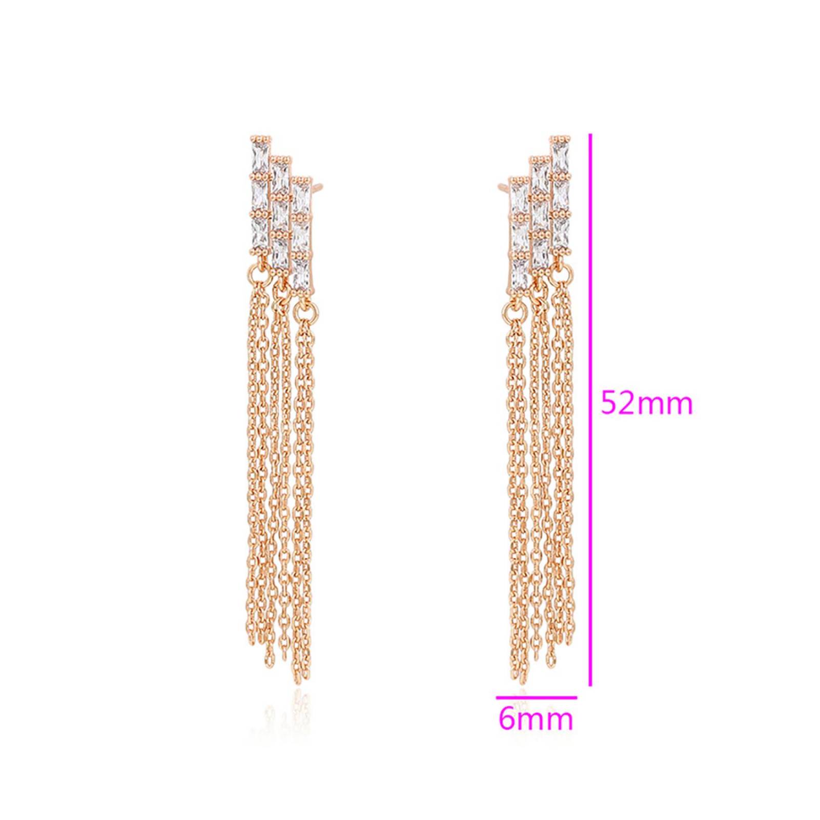 CRISTAL AMOR - Aretes Largos Cascada Fiesta Cristales Austriacos Oro Rosa 14K Laminado 